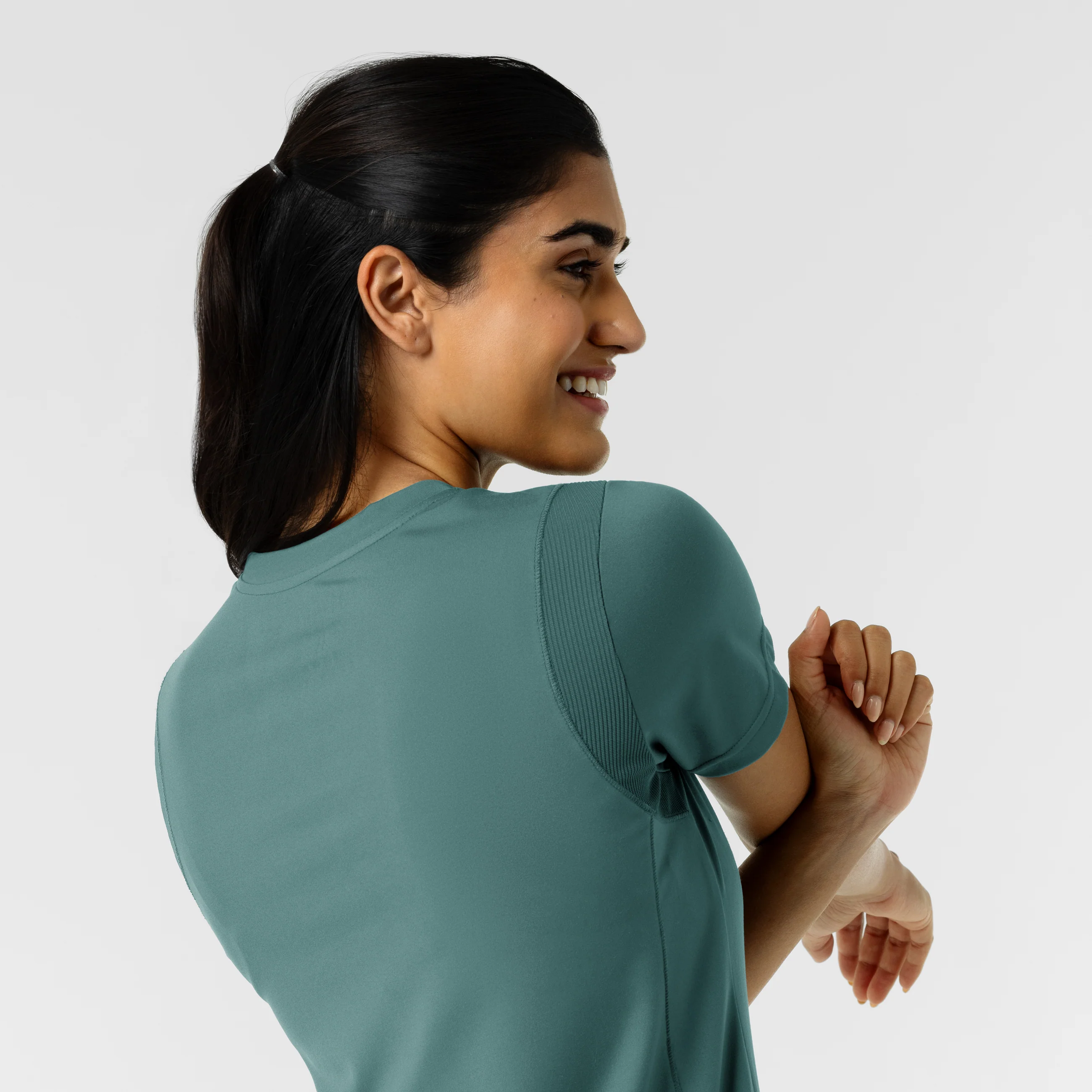RENEW Knit Women's 2-Pocket Scrub Top - Vintage Teal - Image 9