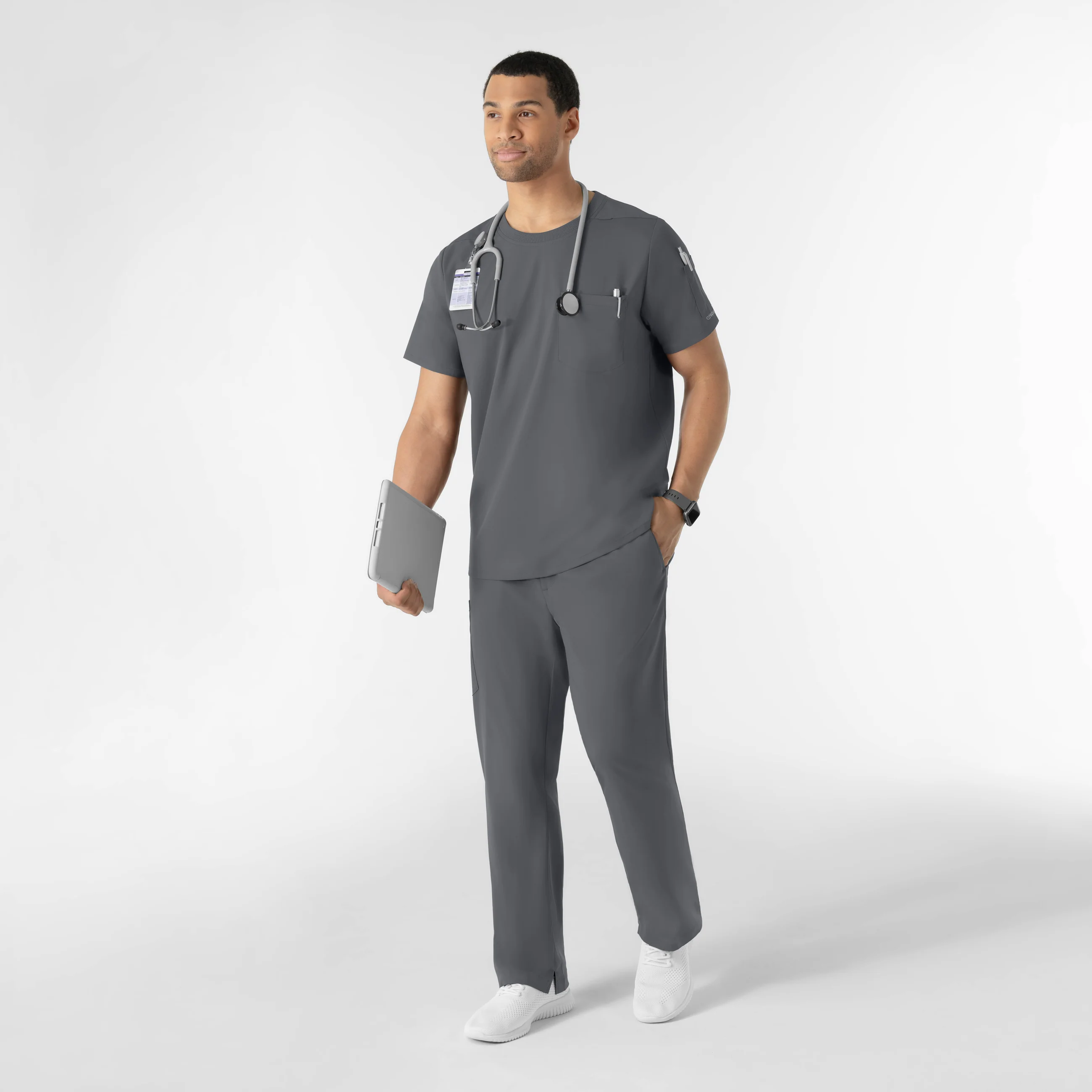 Boundless Men’s Classic Tee Scrub Top - Pewter - Image 3