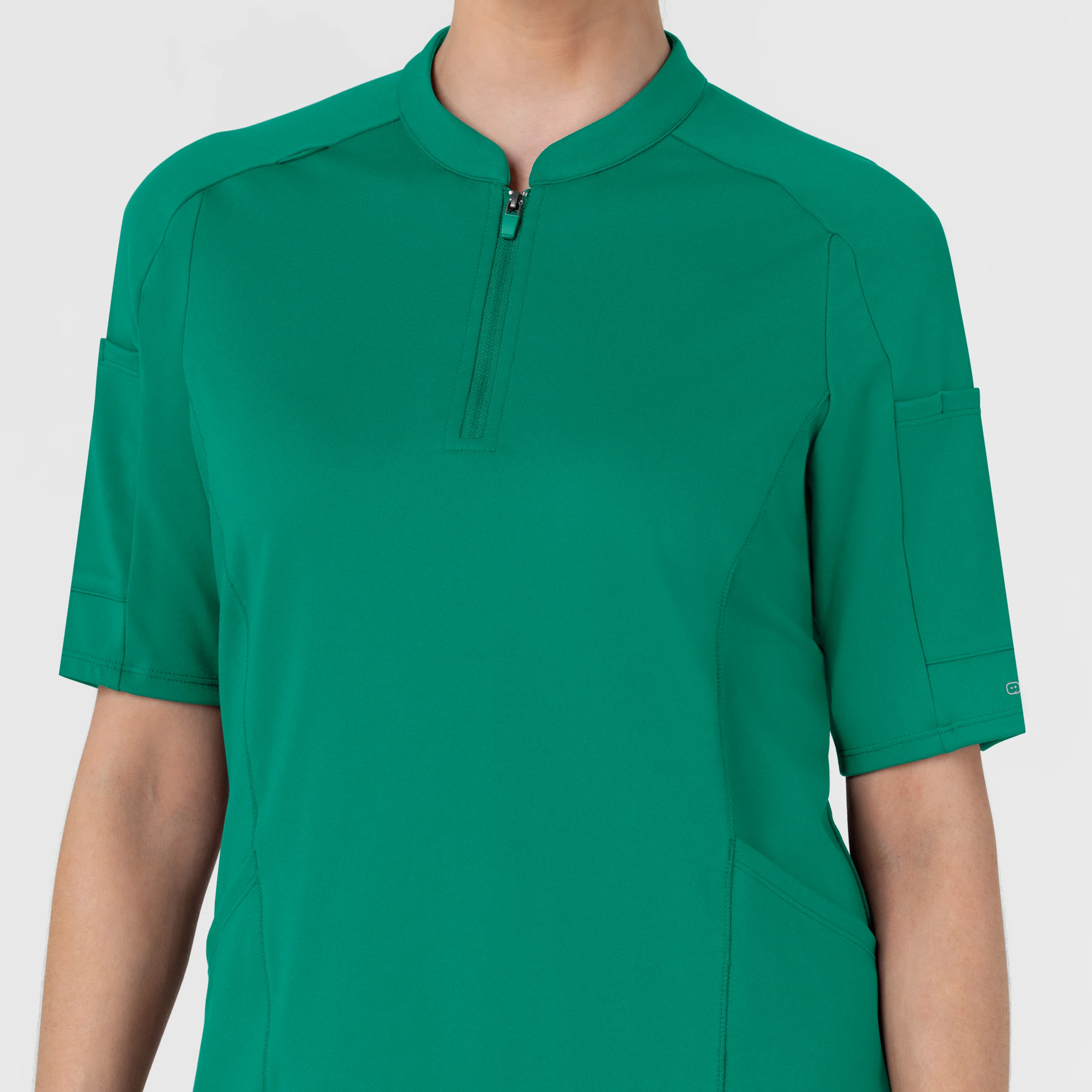 RENEW Knit Women's The Rounds Half-Zip Mid Sleeve Scrub Top - Bahama Breeze - Image 11
