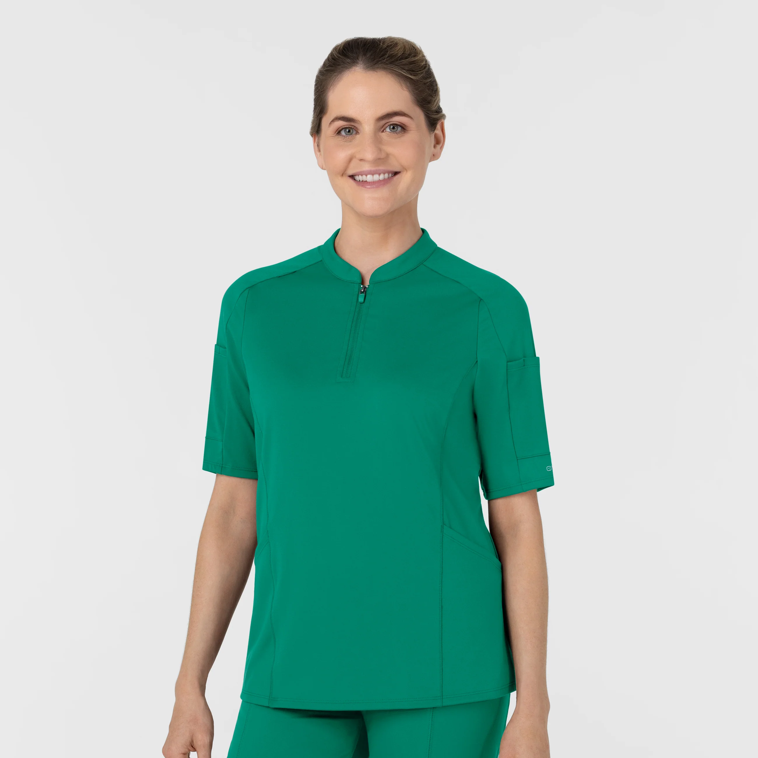 RENEW Knit Women's The Rounds Half-Zip Mid Sleeve Scrub Top - Bahama Breeze - Image 4