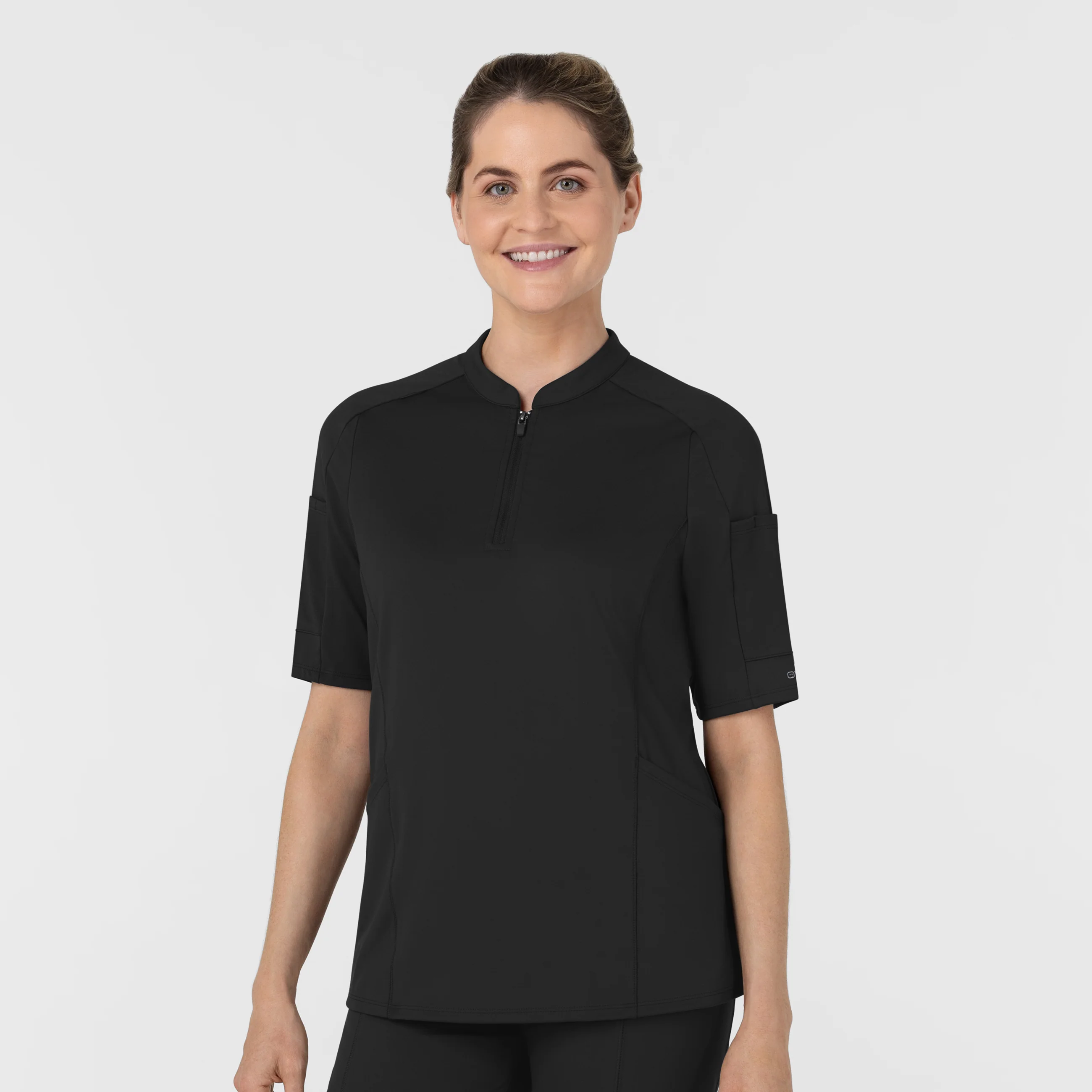 RENEW Knit Women's The Rounds Half-Zip Mid Sleeve Scrub Top - Black - Image 4
