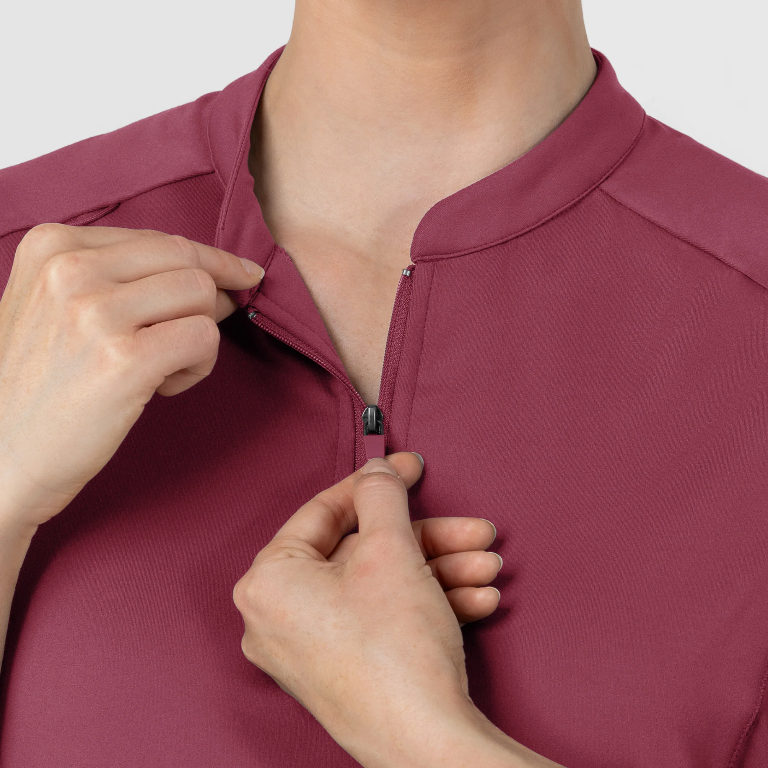 RENEW Knit Women's The Rounds Half-Zip Mid Sleeve Scrub Top - Carnation - Image 10