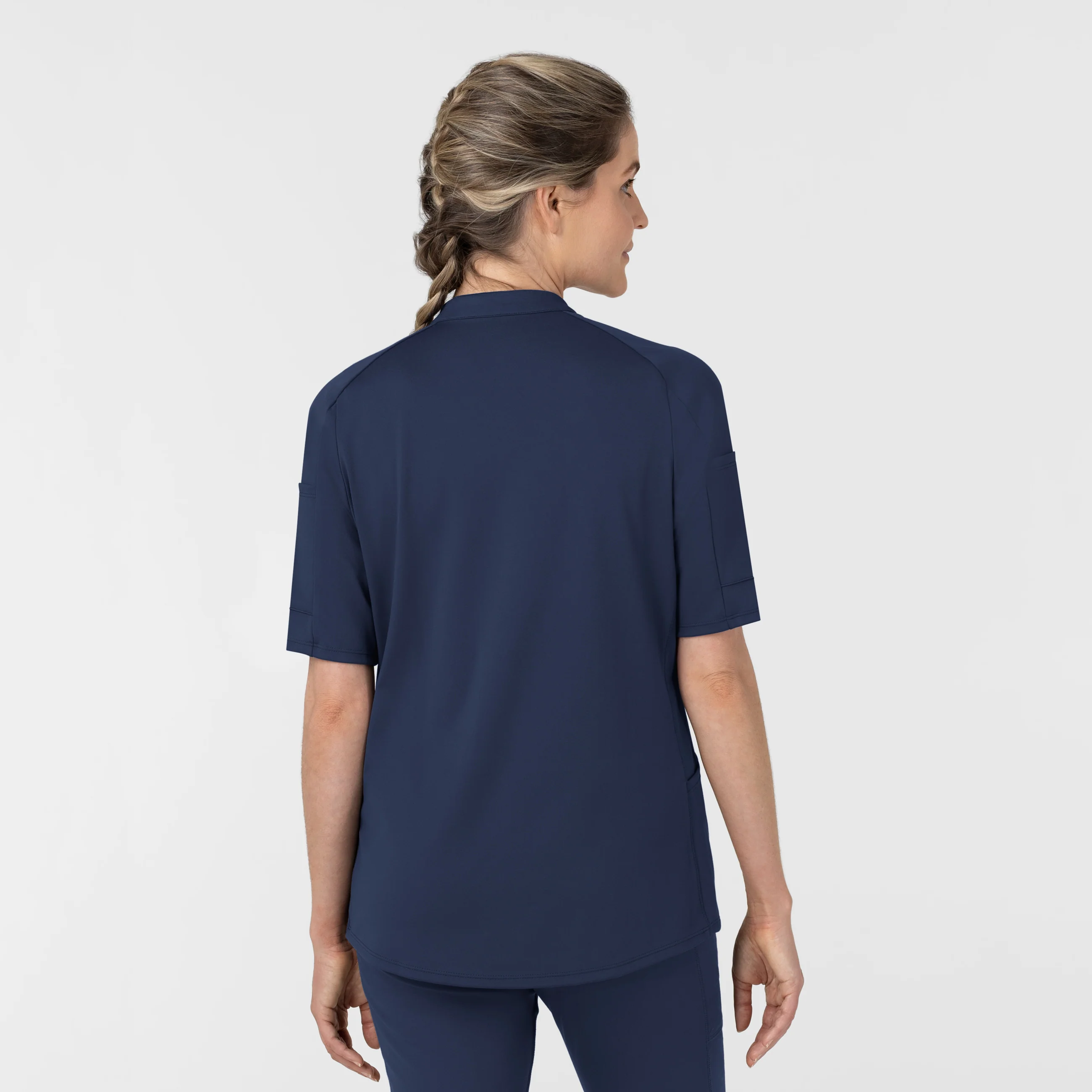 RENEW Knit Women's The Rounds Half-Zip Mid Sleeve Scrub Top - Navy - Image 2