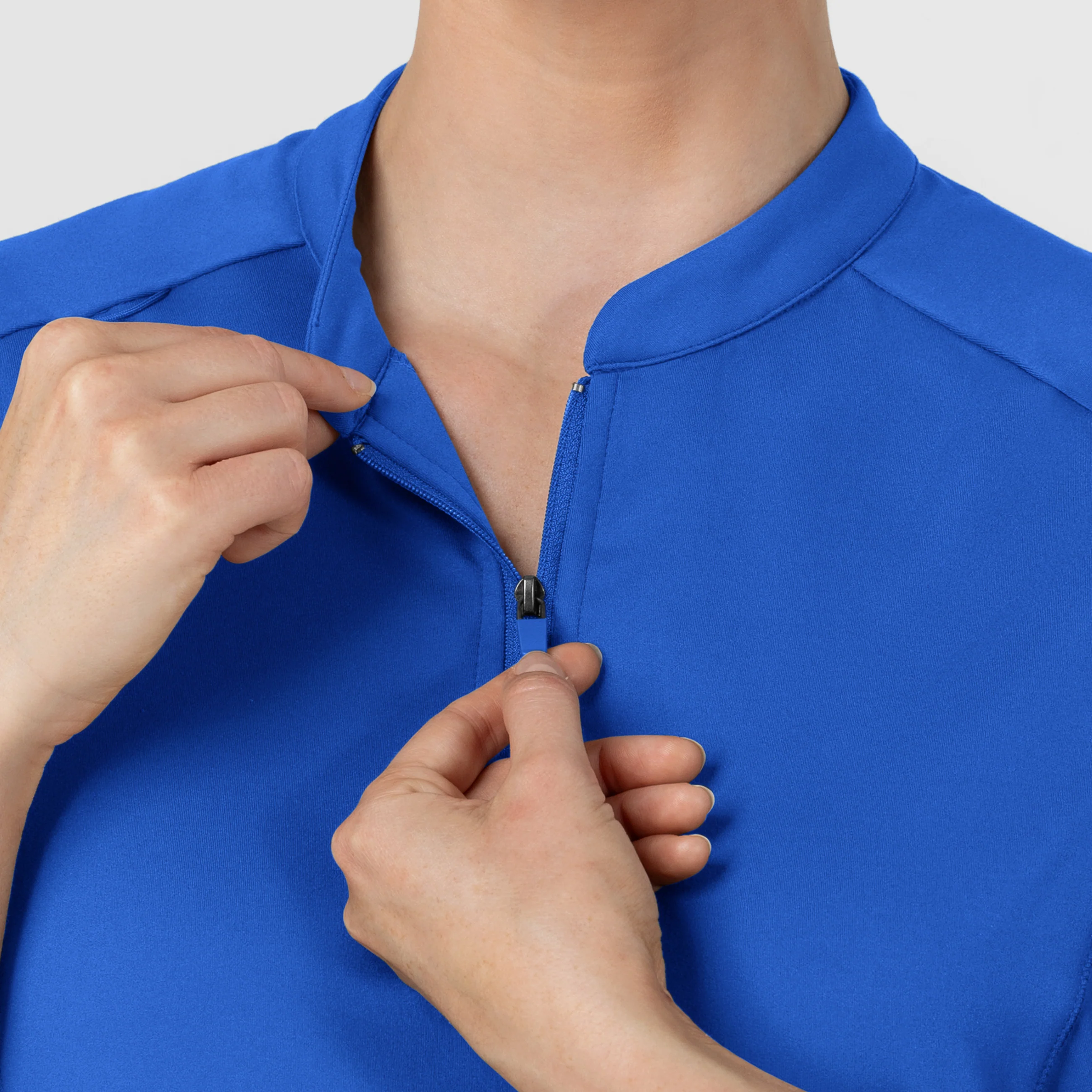 RENEW Knit Women's The Rounds Half-Zip Mid Sleeve Scrub Top - Royal - Image 10