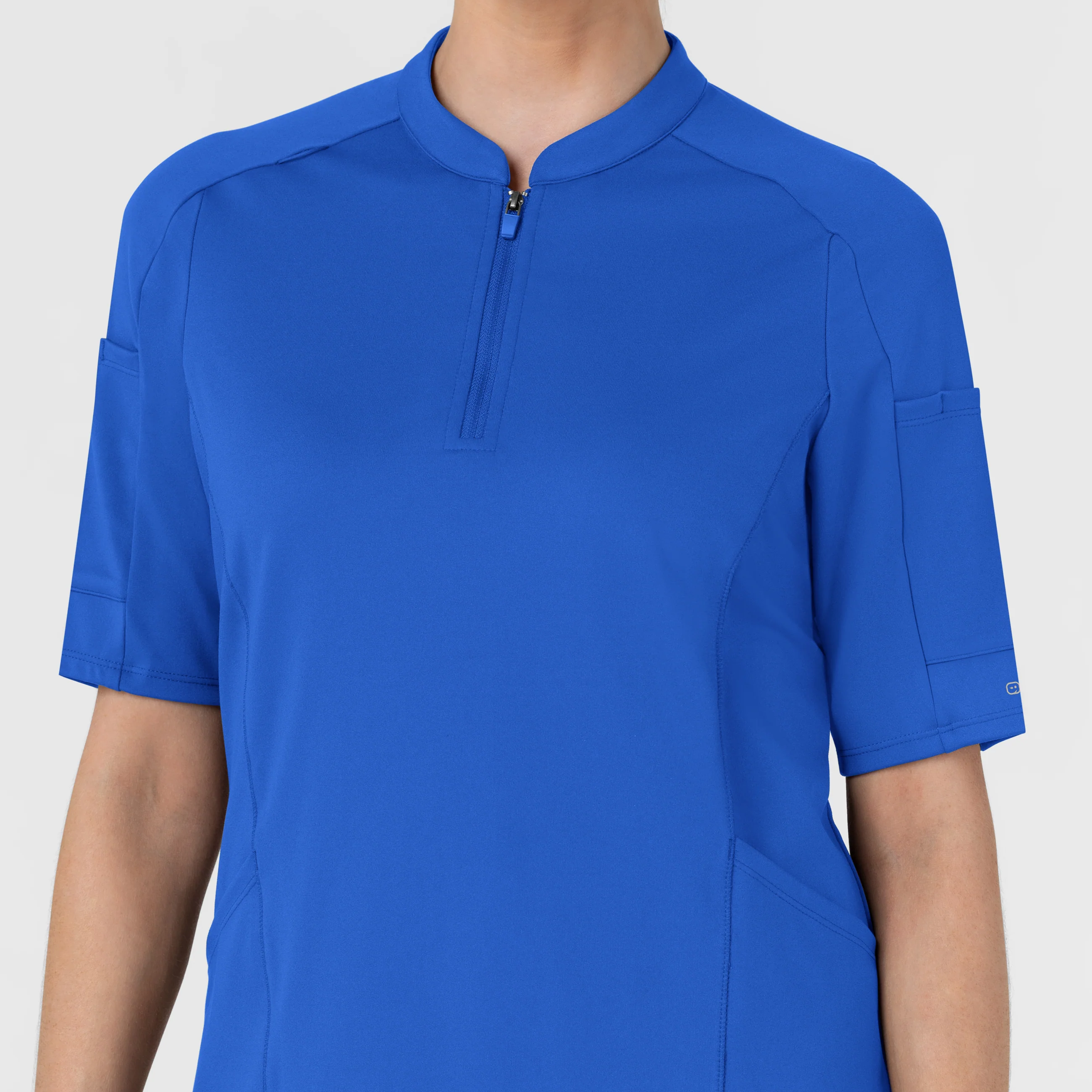 RENEW Knit Women's The Rounds Half-Zip Mid Sleeve Scrub Top - Royal - Image 11
