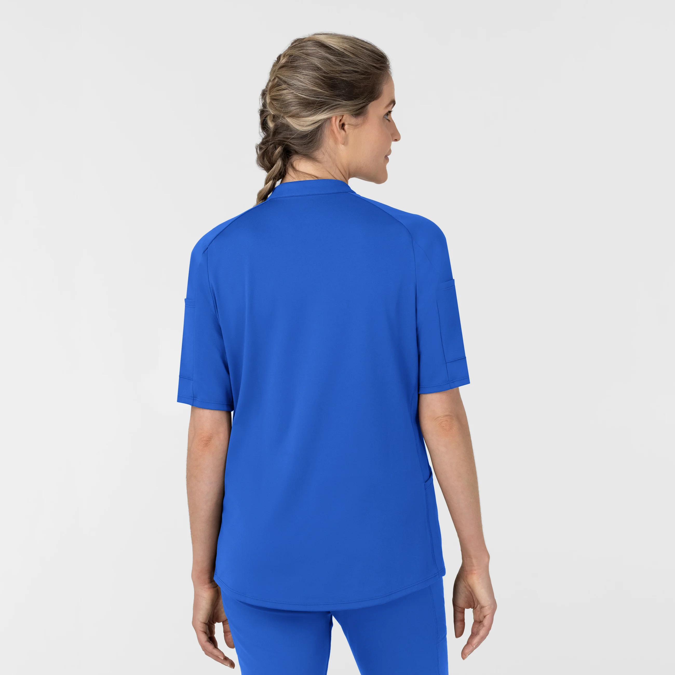 RENEW Knit Women's The Rounds Half-Zip Mid Sleeve Scrub Top - Royal - Image 2