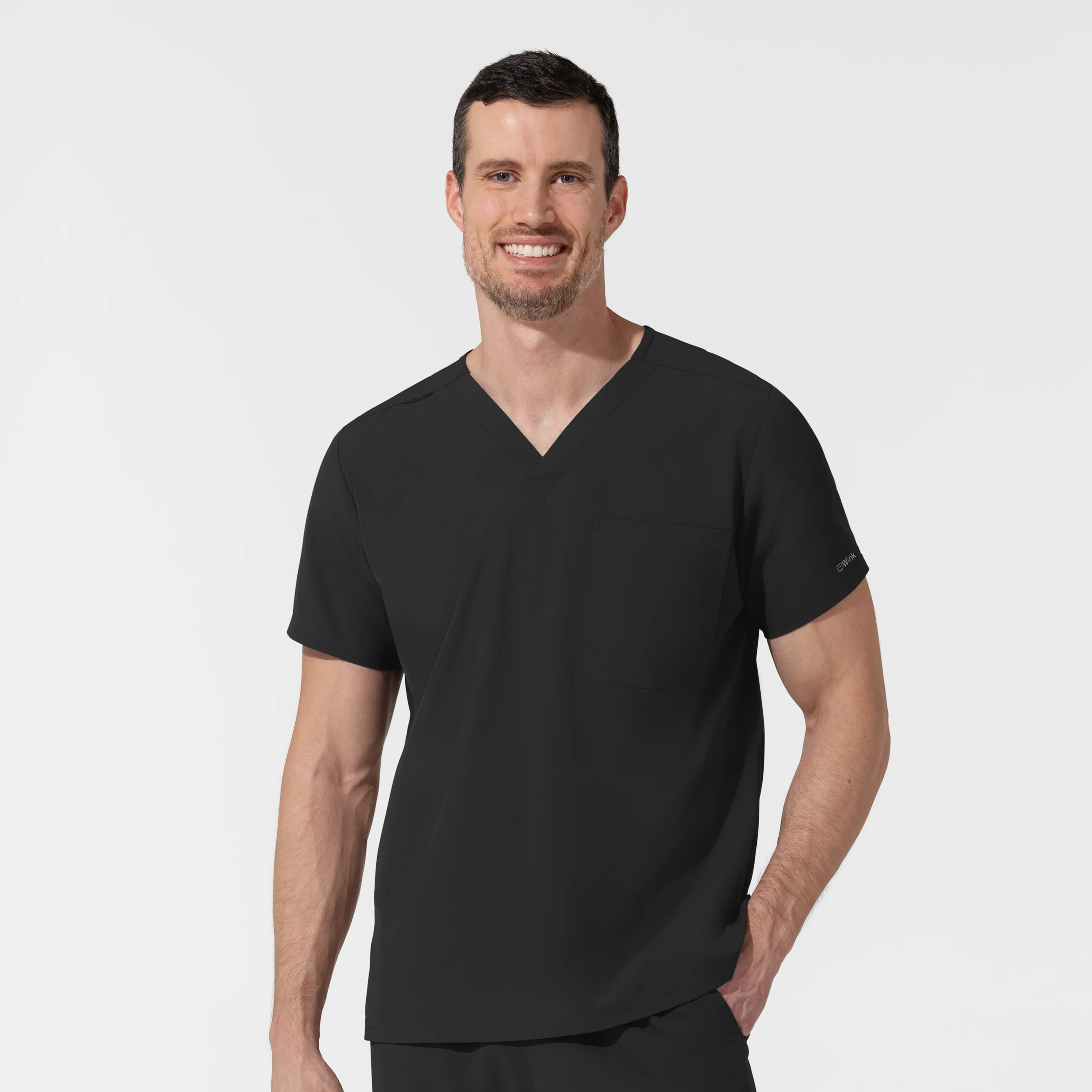 NURTUR Unisex V-Neck Scrub Top - Black - Image 4