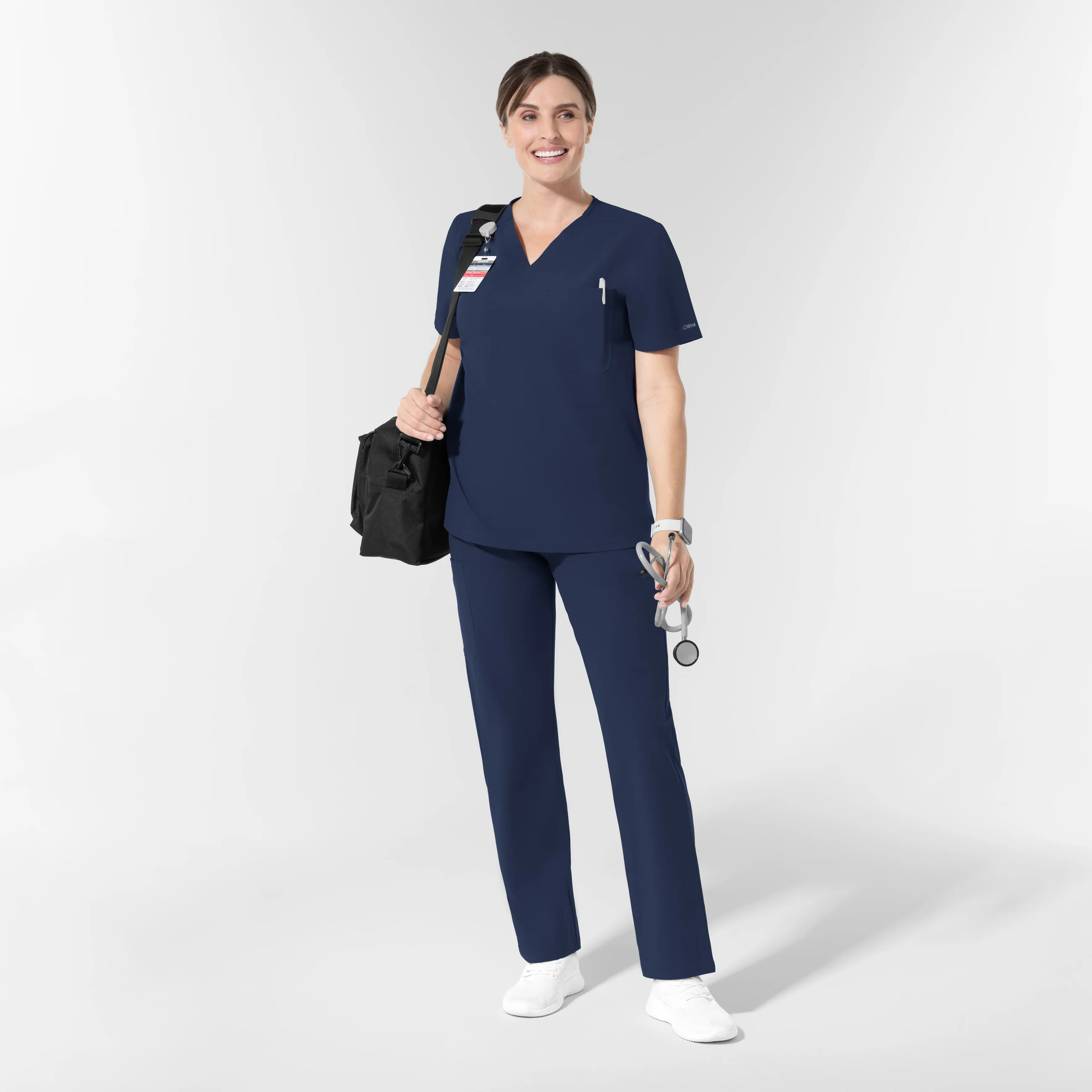 NURTUR Unisex V-Neck Scrub Top - Navy - Image 3
