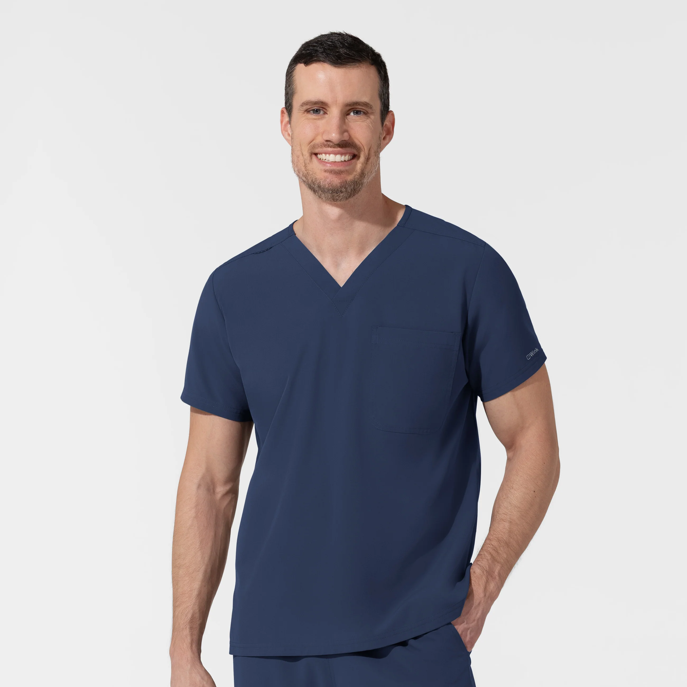 NURTUR Unisex V-Neck Scrub Top - Navy - Image 4