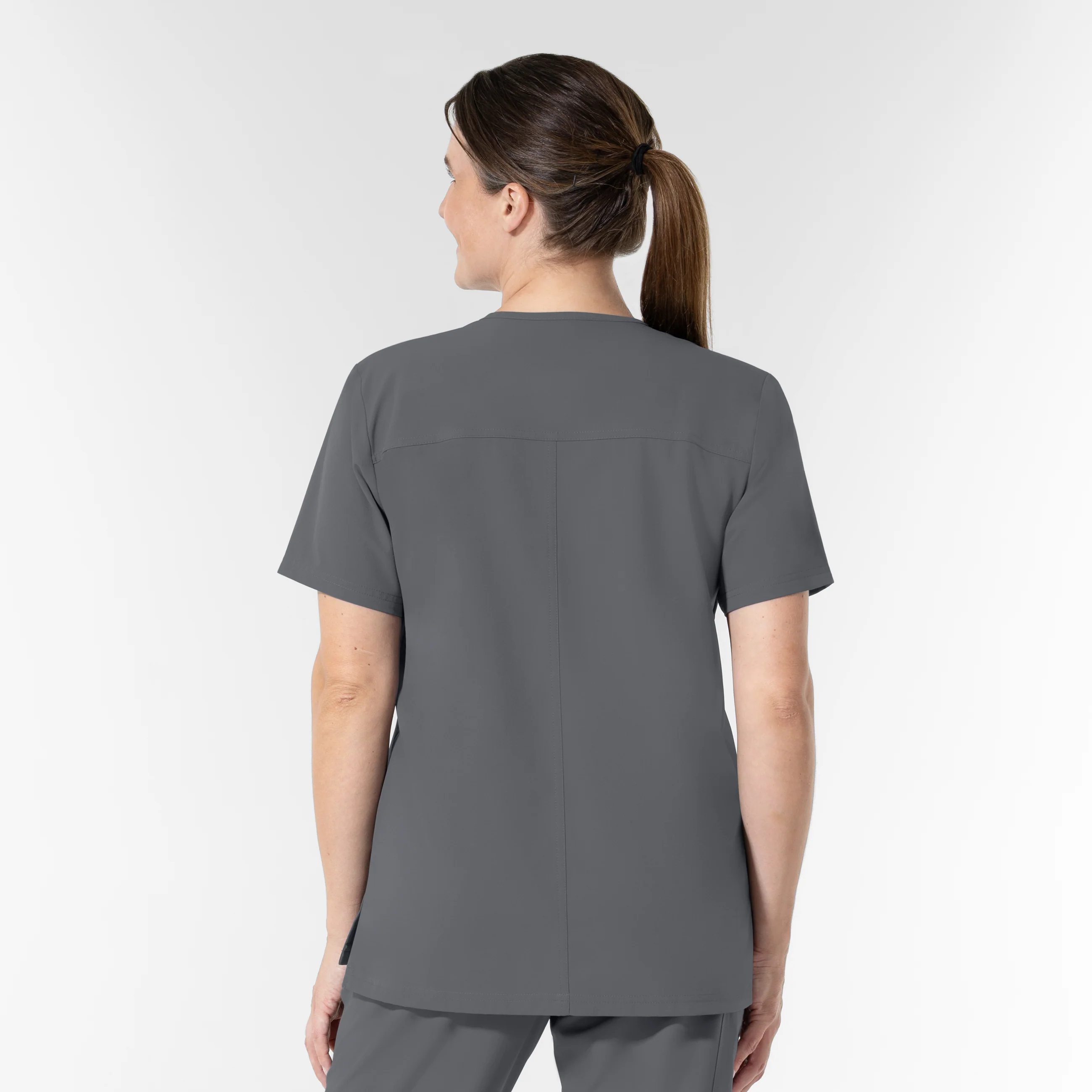 NURTUR Unisex V-Neck Scrub Top - Pewter - Image 2