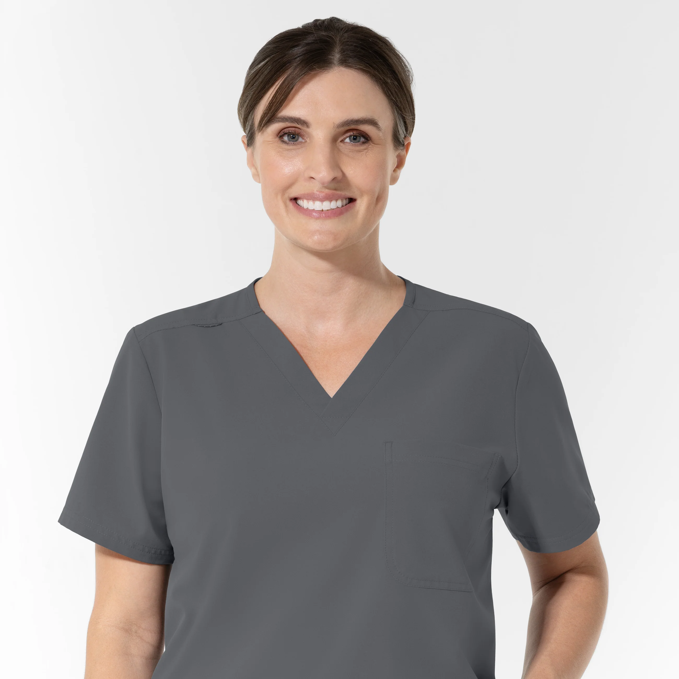 NURTUR Unisex V-Neck Scrub Top - Pewter - Image 5