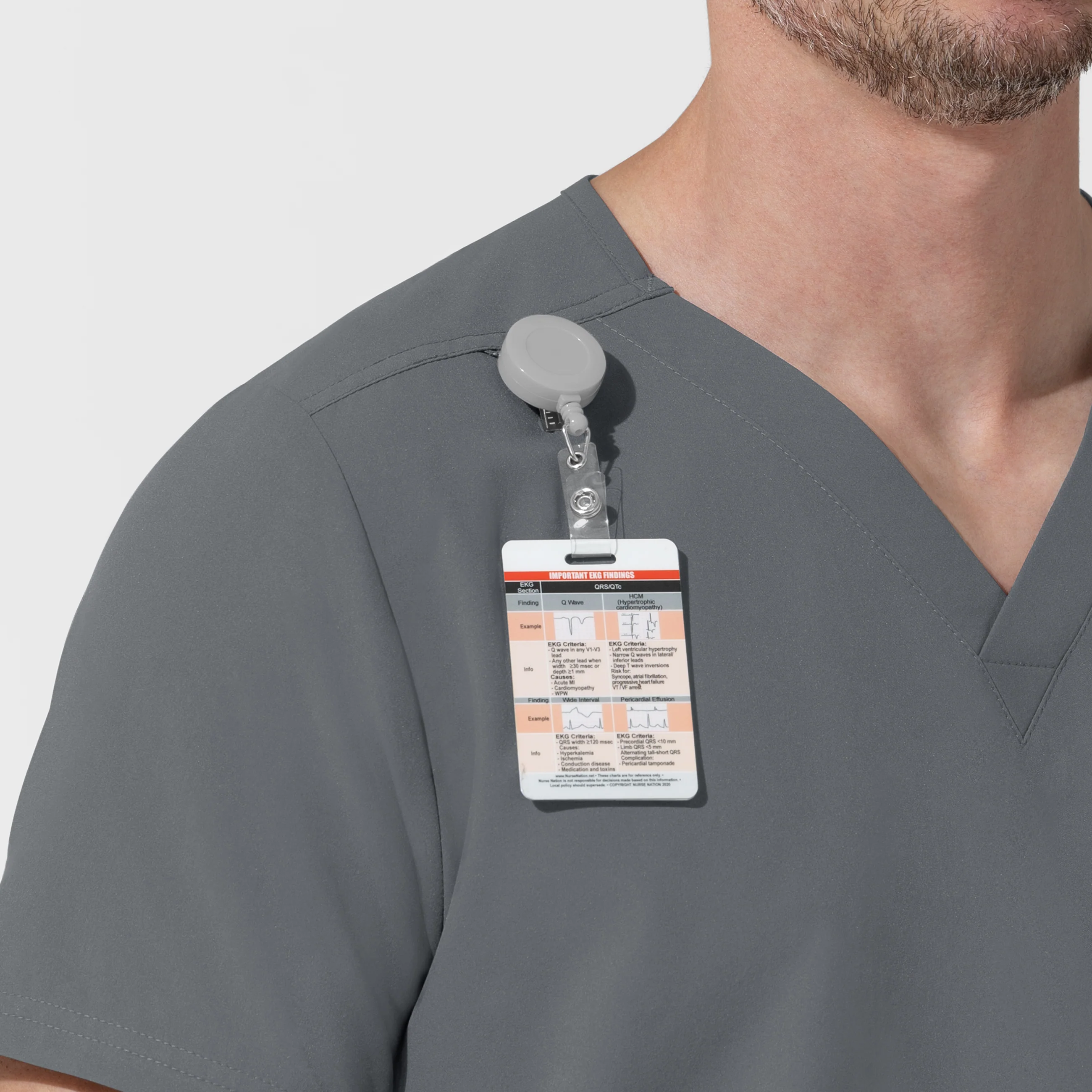 NURTUR Unisex V-Neck Scrub Top - Pewter - Image 6