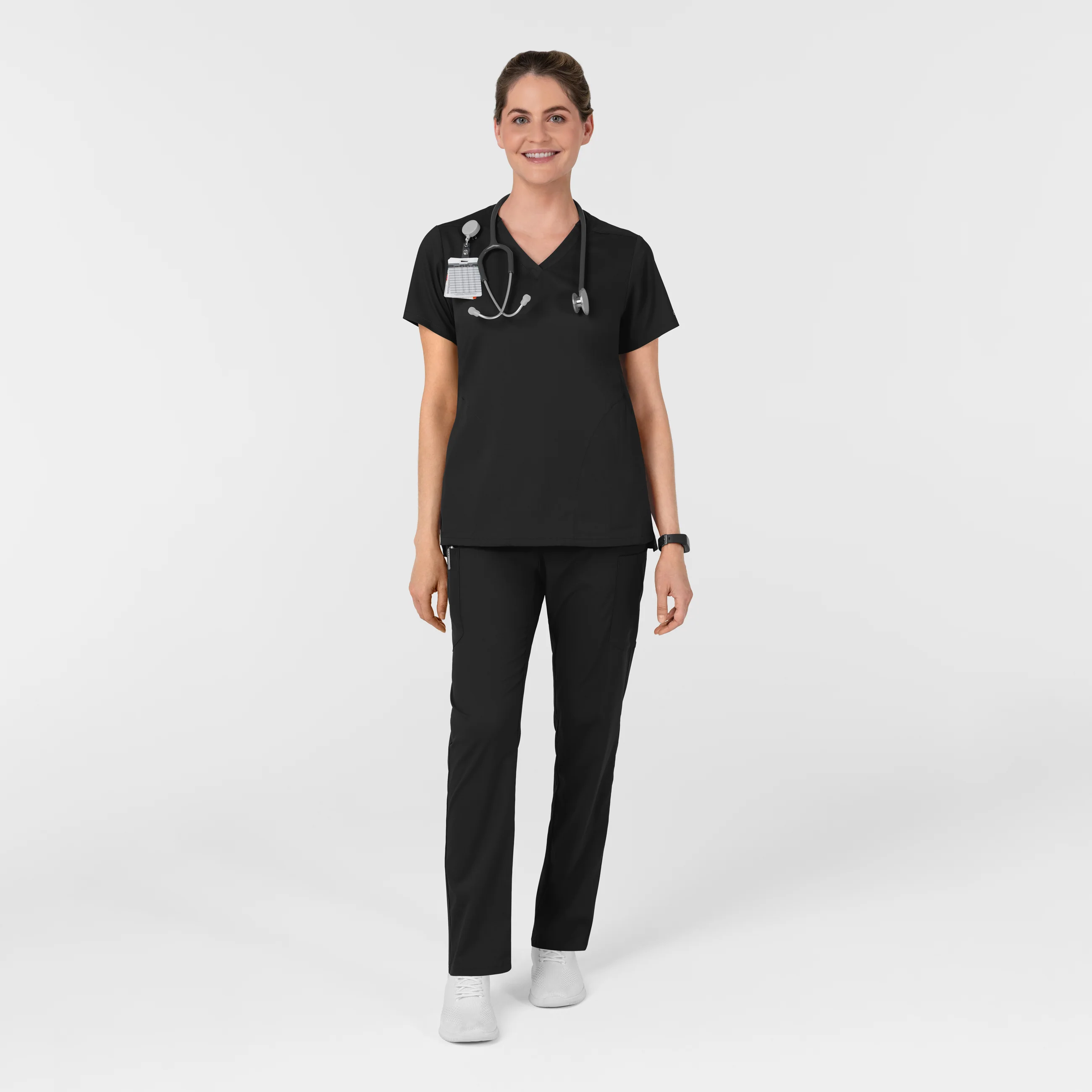 Boundless Women's Slip in Pockets V-Neck Scrub Top - Black - Image 3