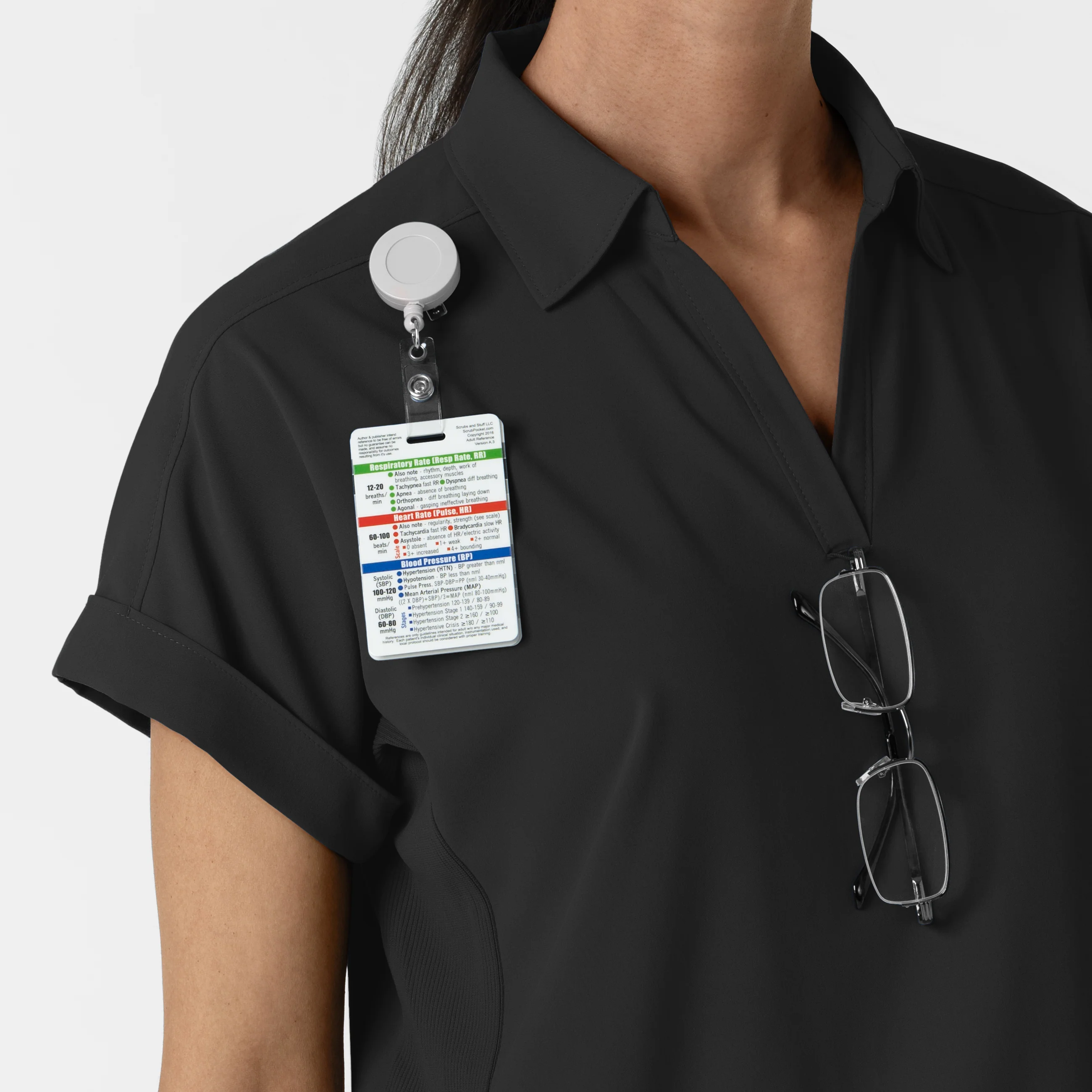 RENEW Women’s Flex-n-Reach Collar Scrub Top - Black - Image 6