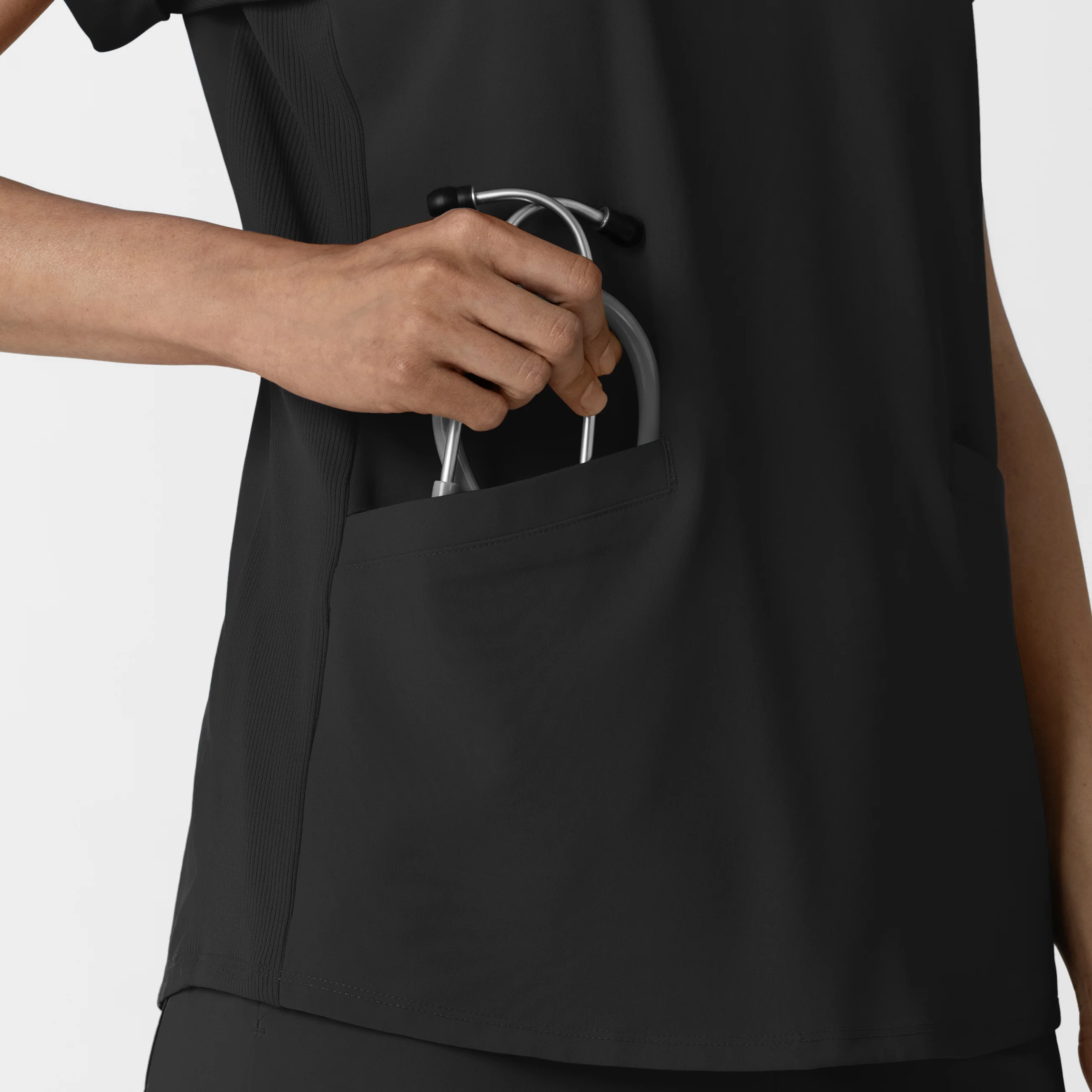 RENEW Women’s Flex-n-Reach Collar Scrub Top - Black - Image 7