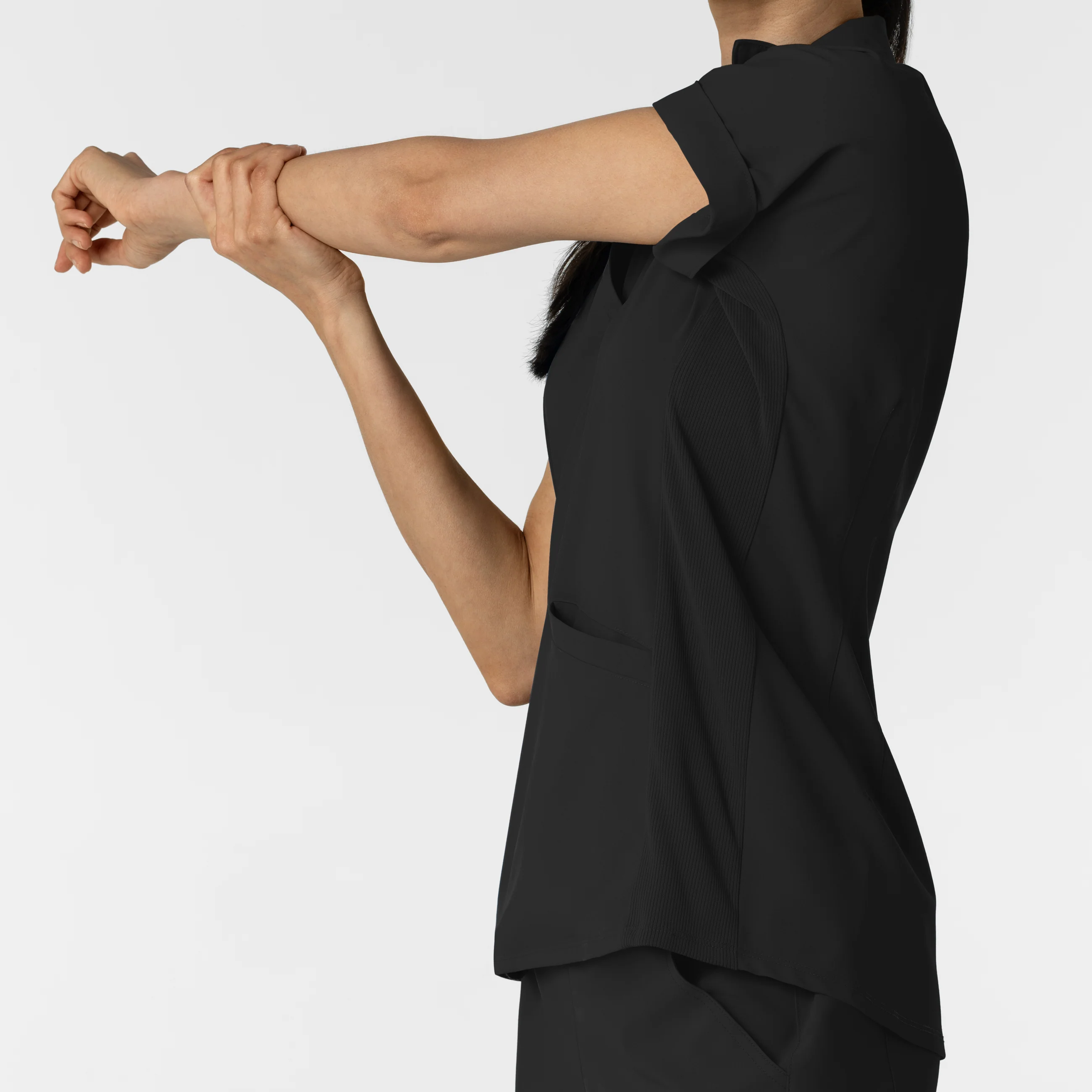RENEW Women’s Flex-n-Reach Collar Scrub Top - Black - Image 9