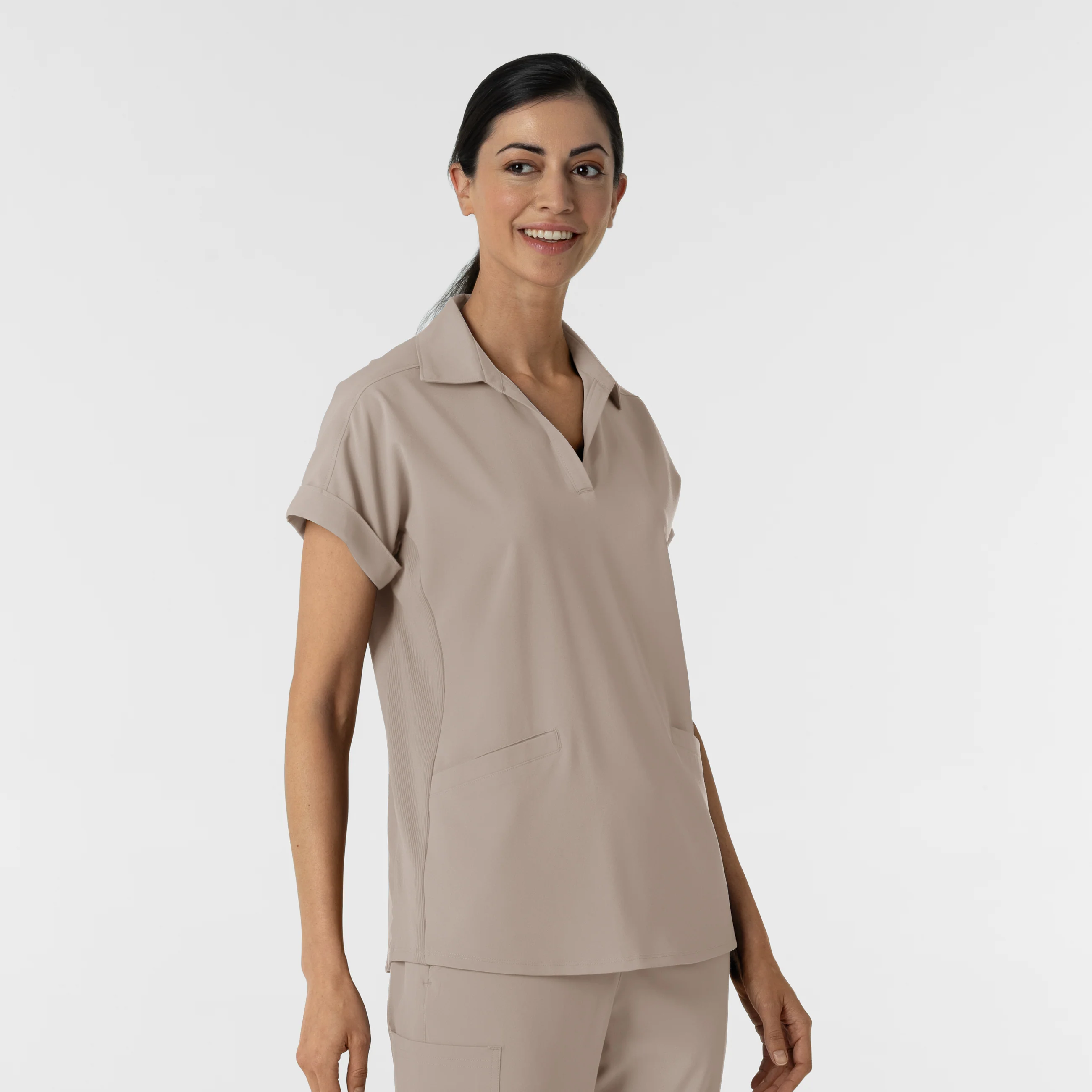 RENEW Women’s Flex-n-Reach Collar Scrub Top - Haze - Image 4