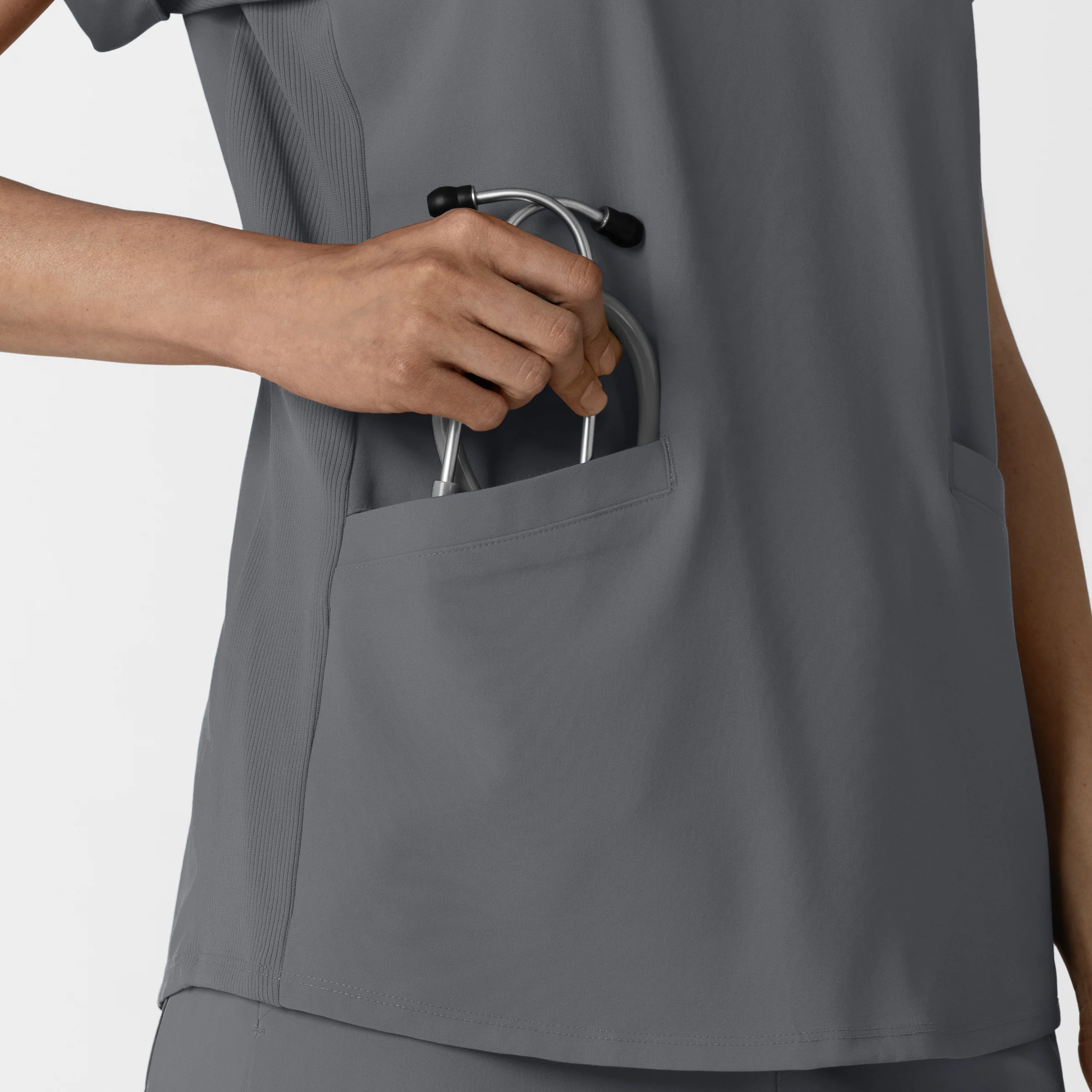 RENEW Women’s Flex-n-Reach Collar Scrub Top - Pewter - Image 7
