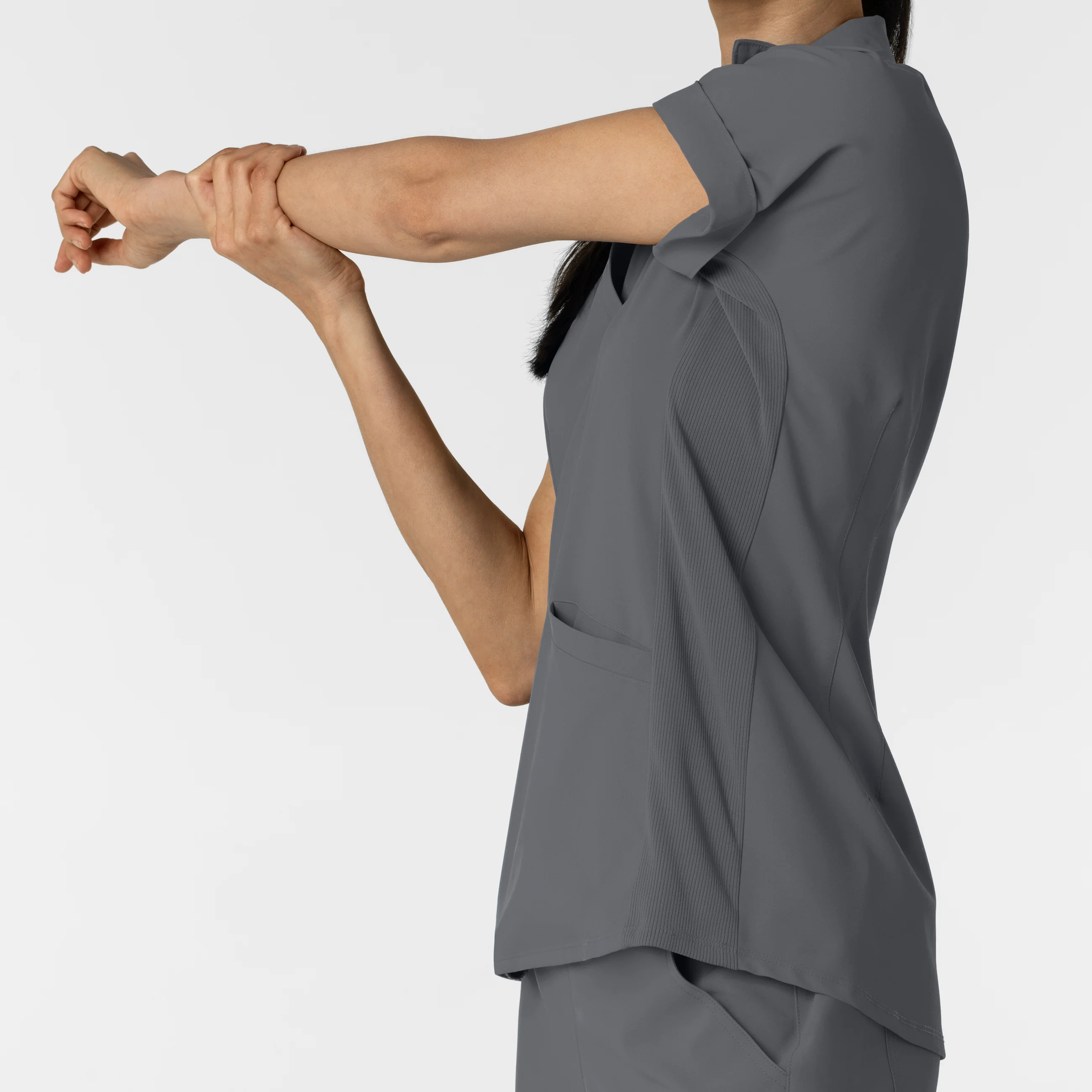 RENEW Women’s Flex-n-Reach Collar Scrub Top - Pewter - Image 9