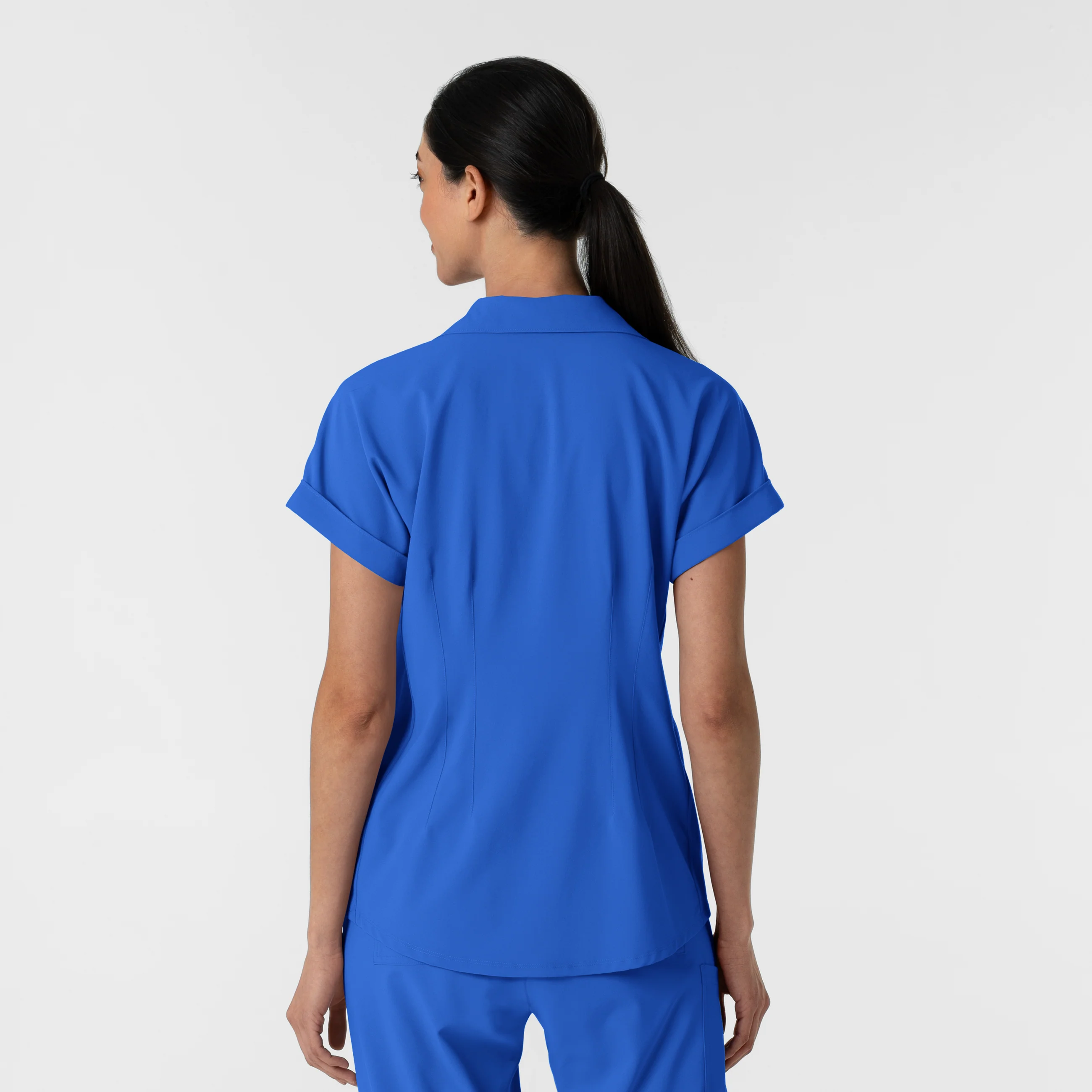 RENEW Women’s Flex-n-Reach Collar Scrub Top - Royal - Image 2