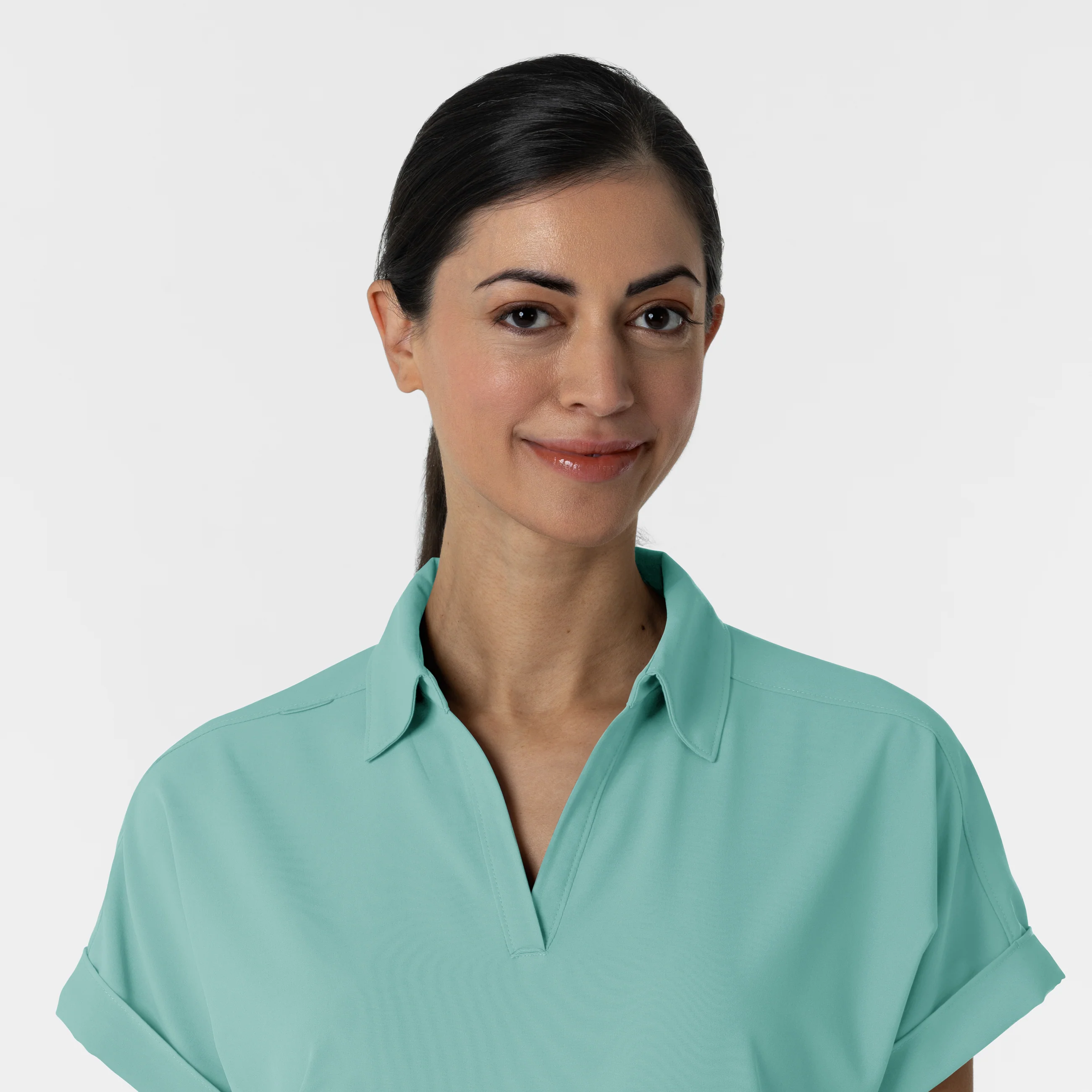 RENEW Women’s Flex-n-Reach Collar Scrub Top - Turquoise - Image 5
