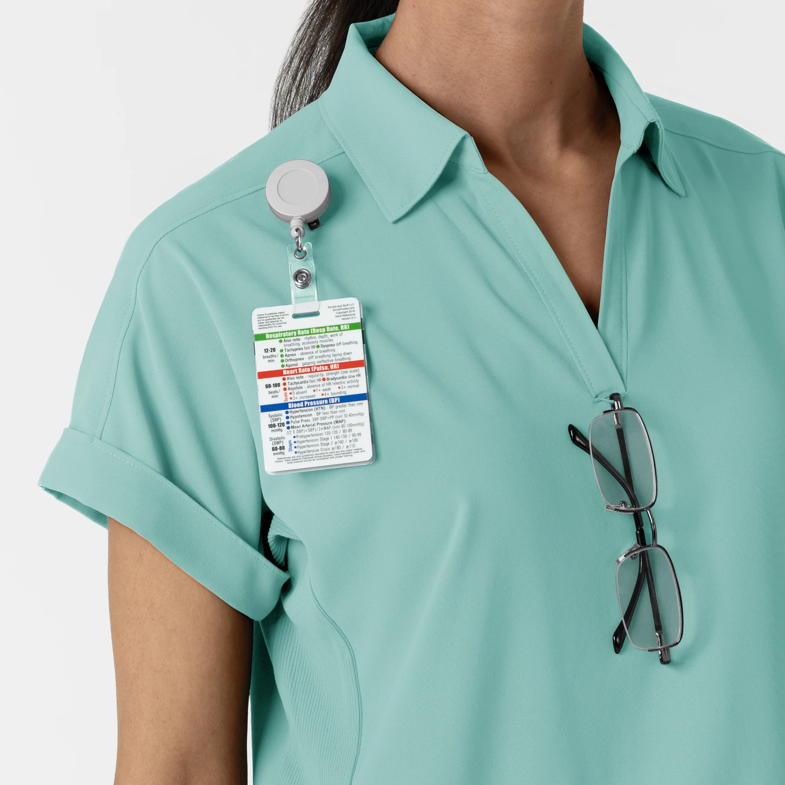 RENEW Women’s Flex-n-Reach Collar Scrub Top - Turquoise - Image 6