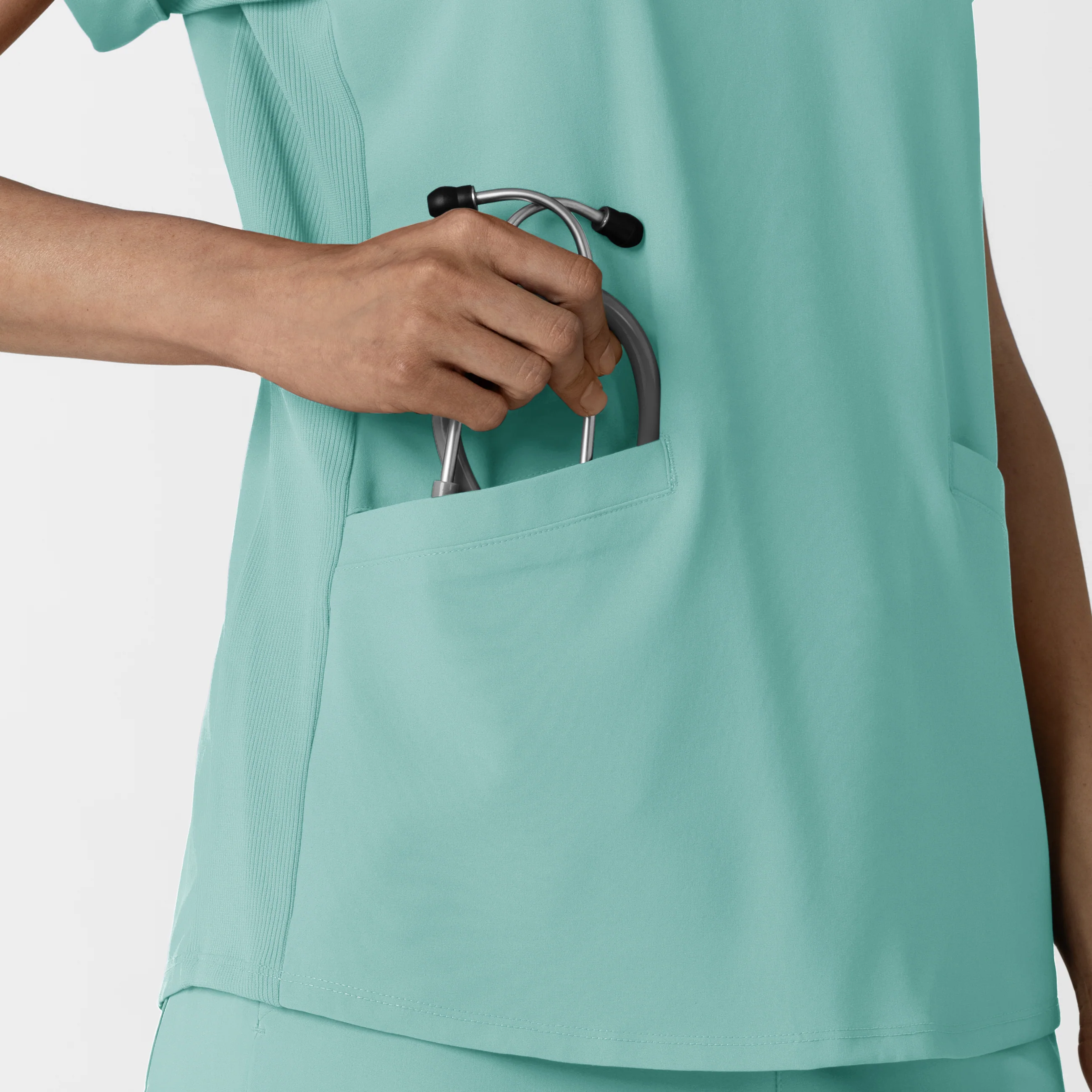 RENEW Women’s Flex-n-Reach Collar Scrub Top - Turquoise - Image 7