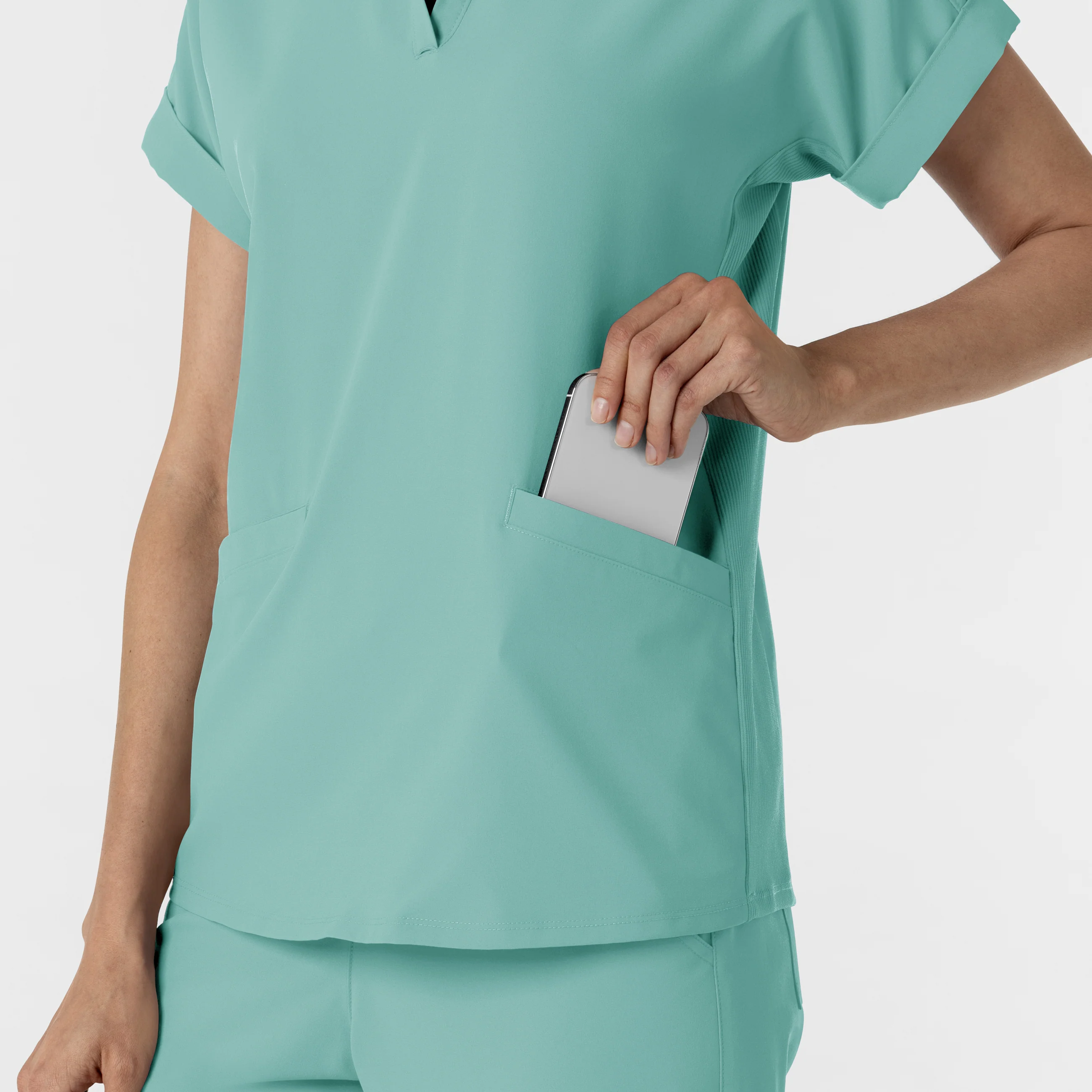 RENEW Women’s Flex-n-Reach Collar Scrub Top - Turquoise - Image 8