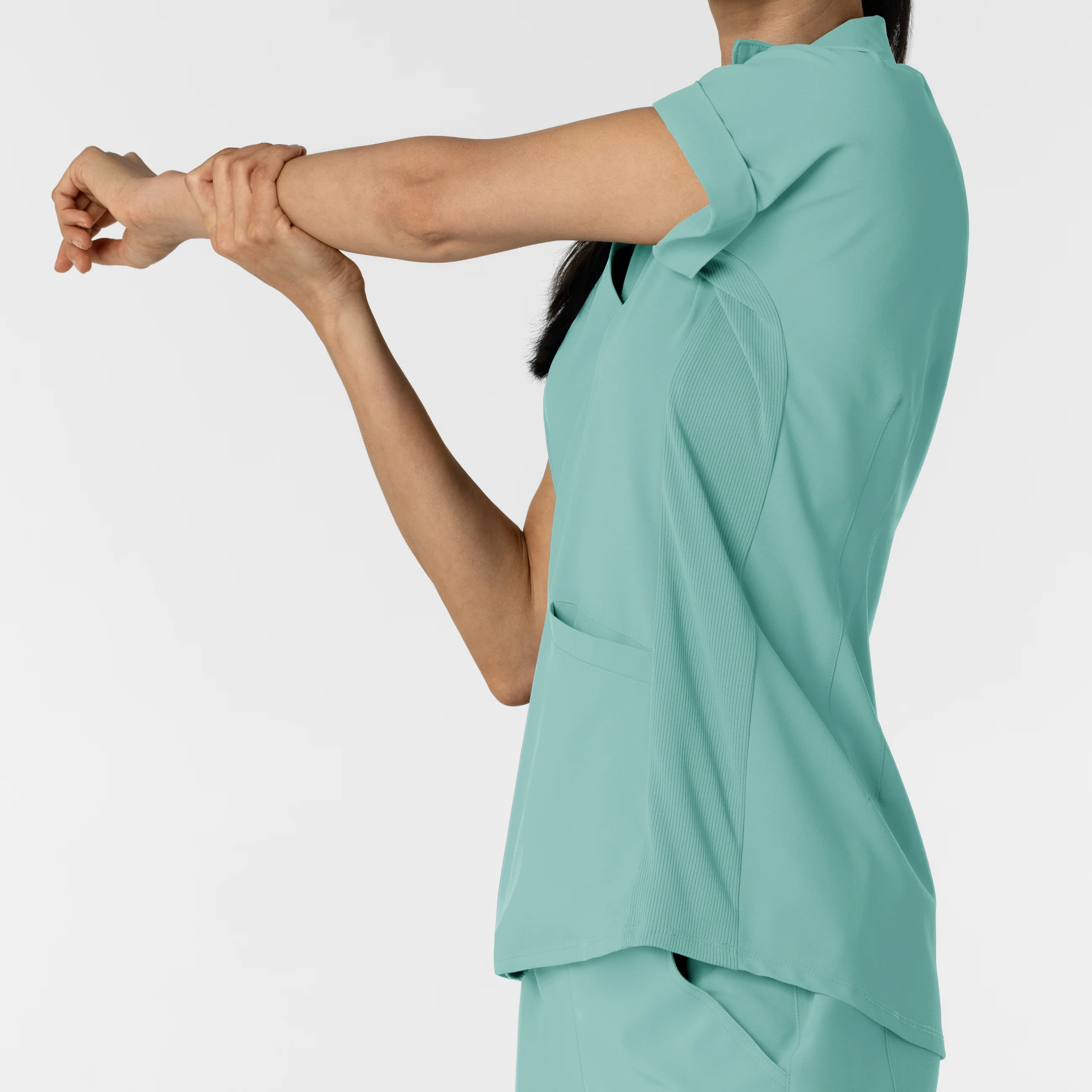 RENEW Women’s Flex-n-Reach Collar Scrub Top - Turquoise - Image 9