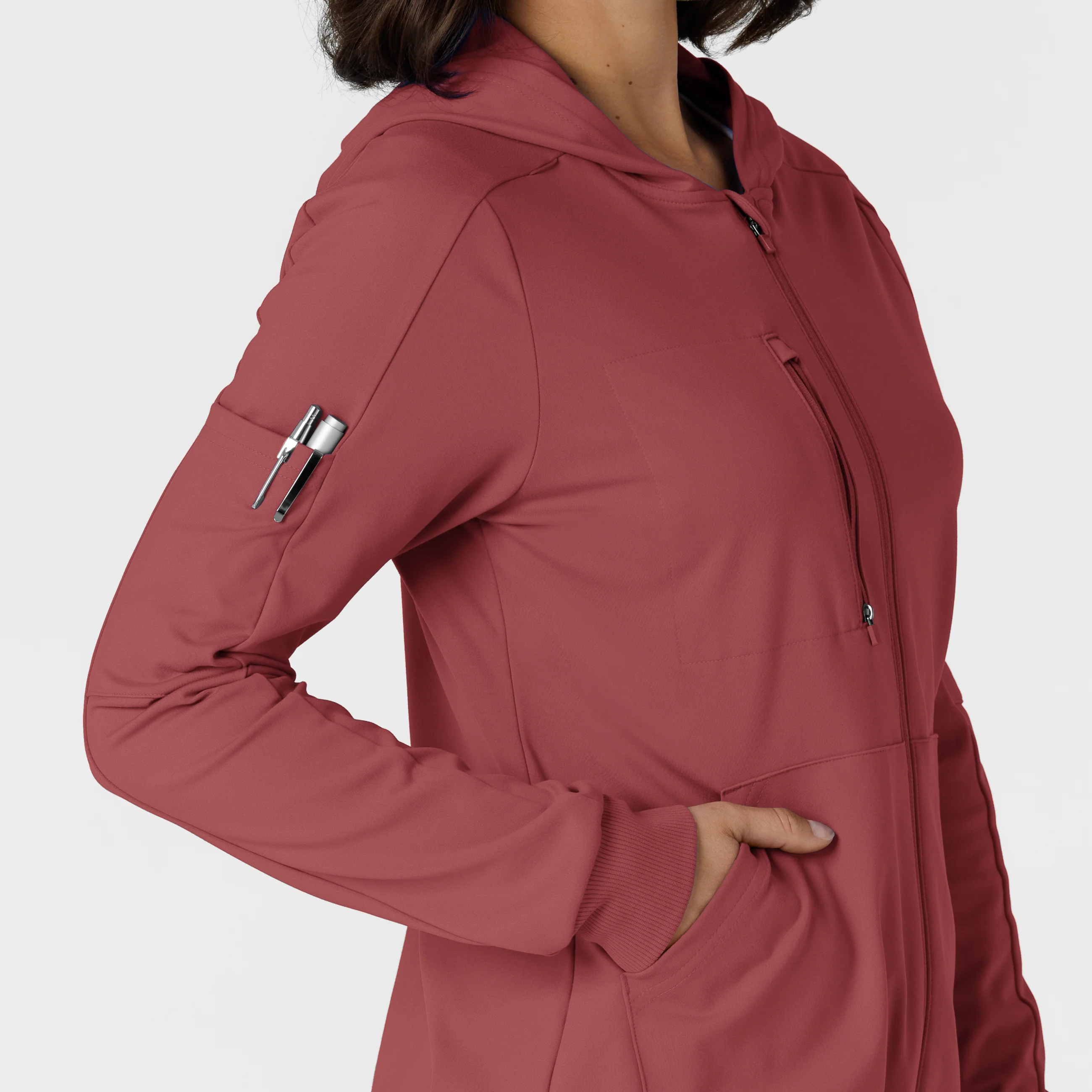 RENEW Knit Women’s Zip Hoodie - Ruby - Image 7