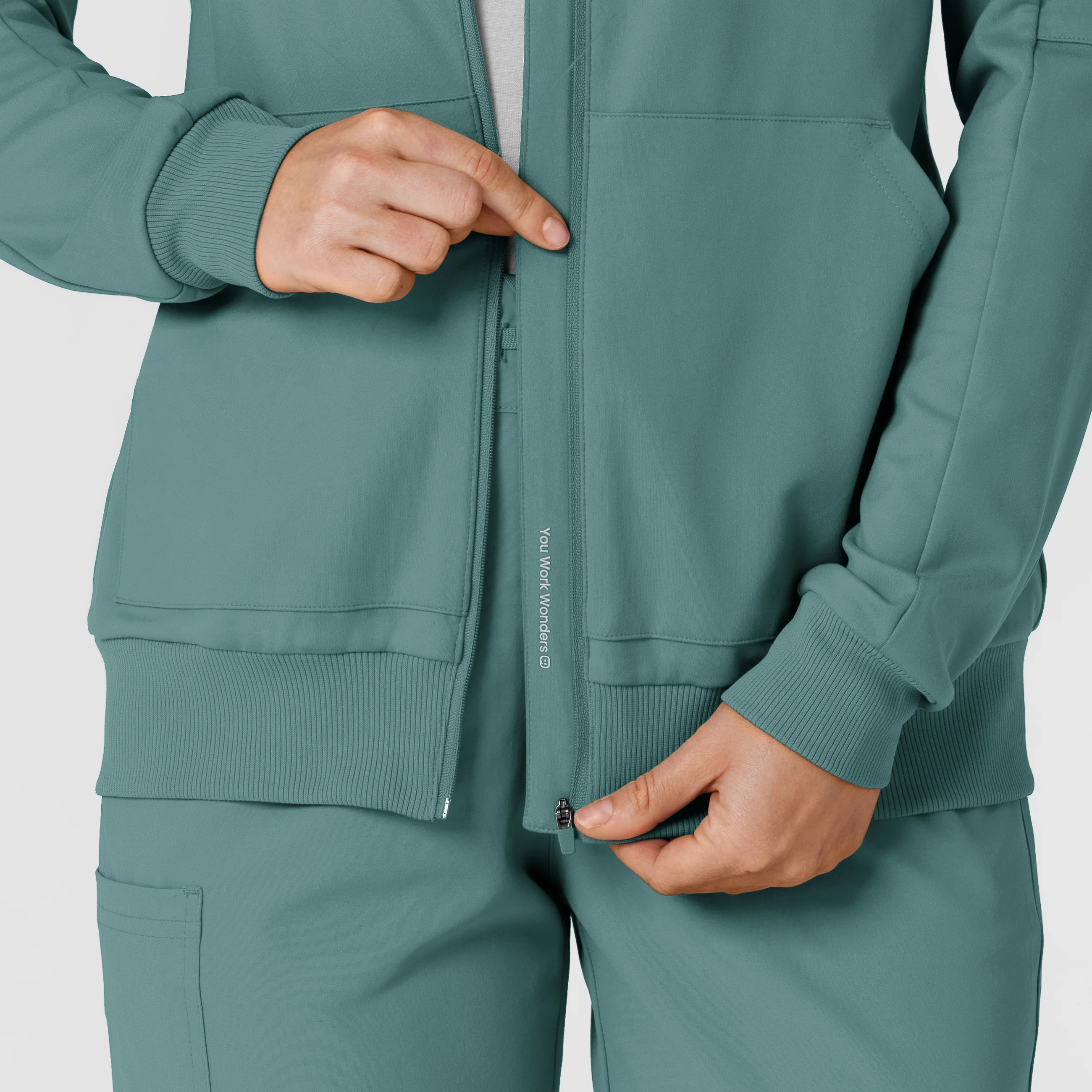 RENEW Knit Women’s Zip Hoodie - Vintage Teal - Image 12