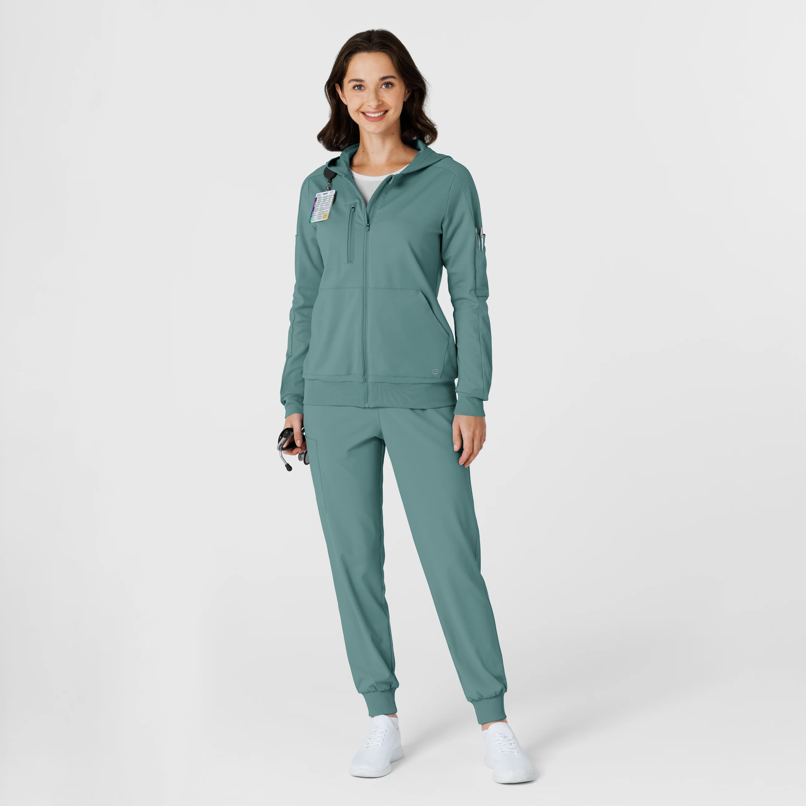 RENEW Knit Women’s Zip Hoodie - Vintage Teal - Image 3