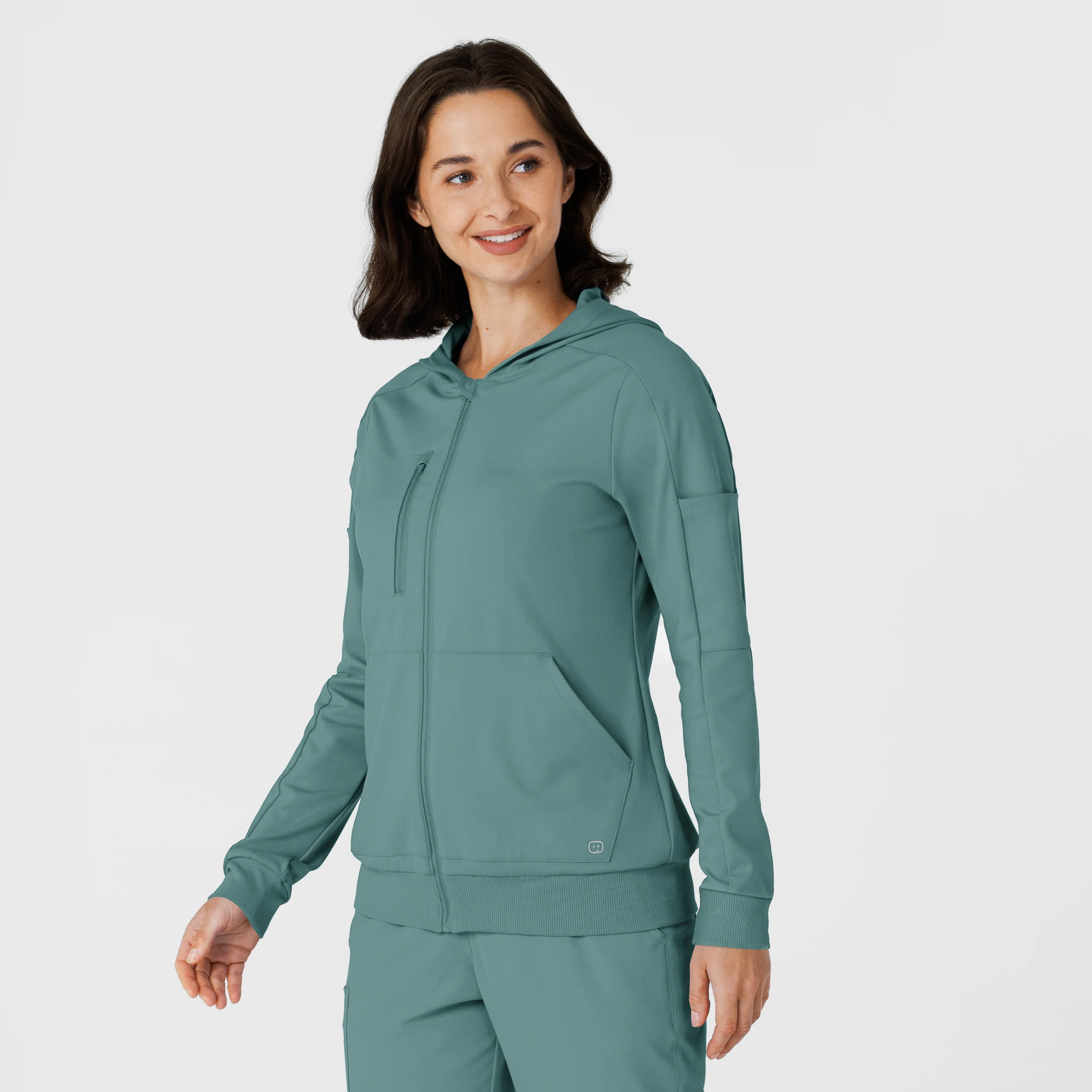 RENEW Knit Women’s Zip Hoodie - Vintage Teal - Image 4