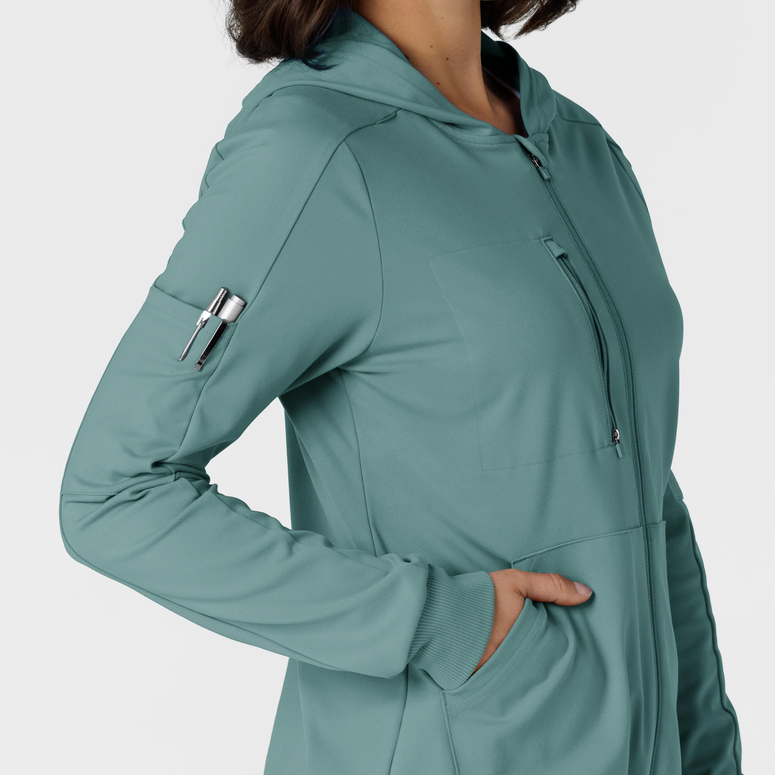 RENEW Knit Women’s Zip Hoodie - Vintage Teal - Image 7