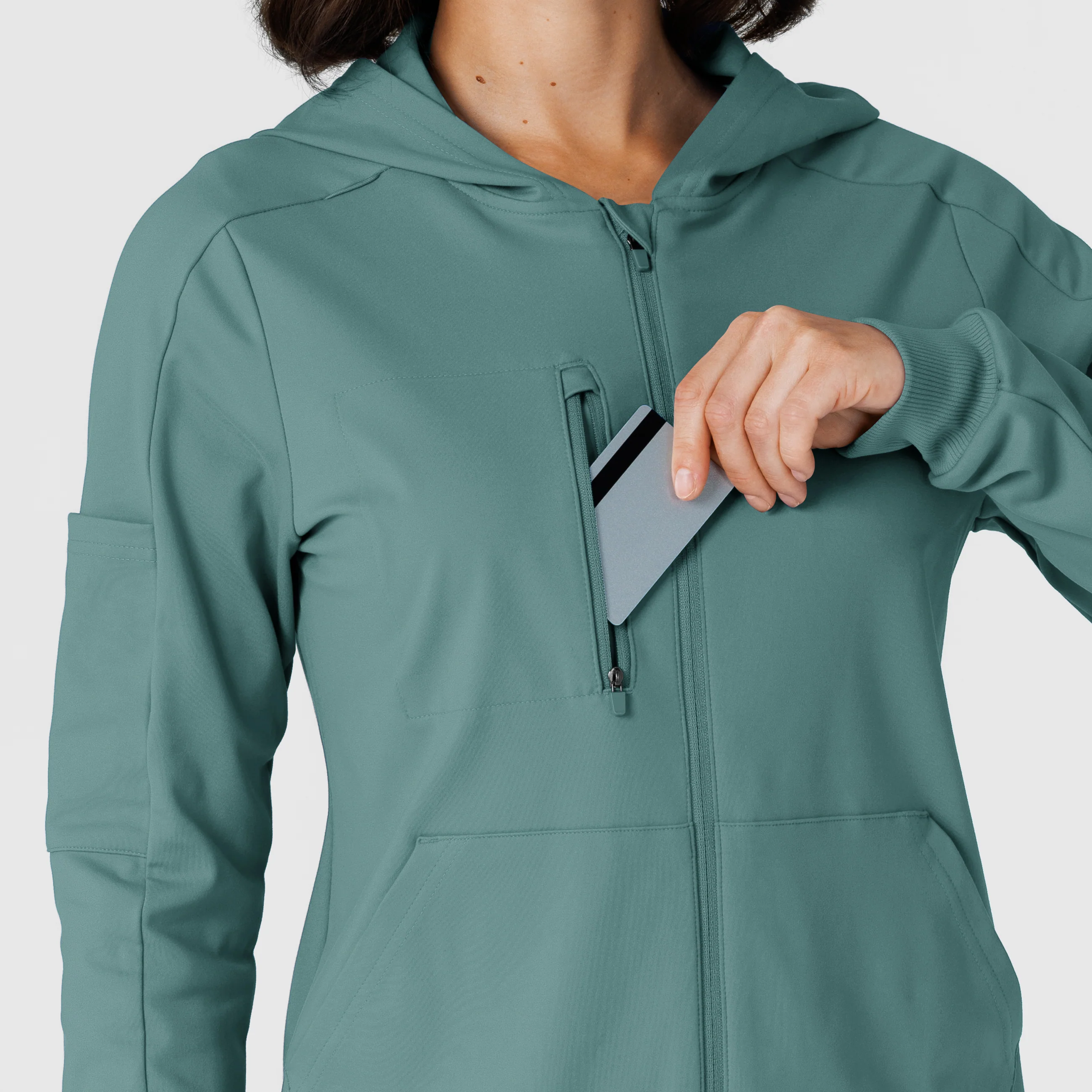 RENEW Knit Women’s Zip Hoodie - Vintage Teal - Image 8