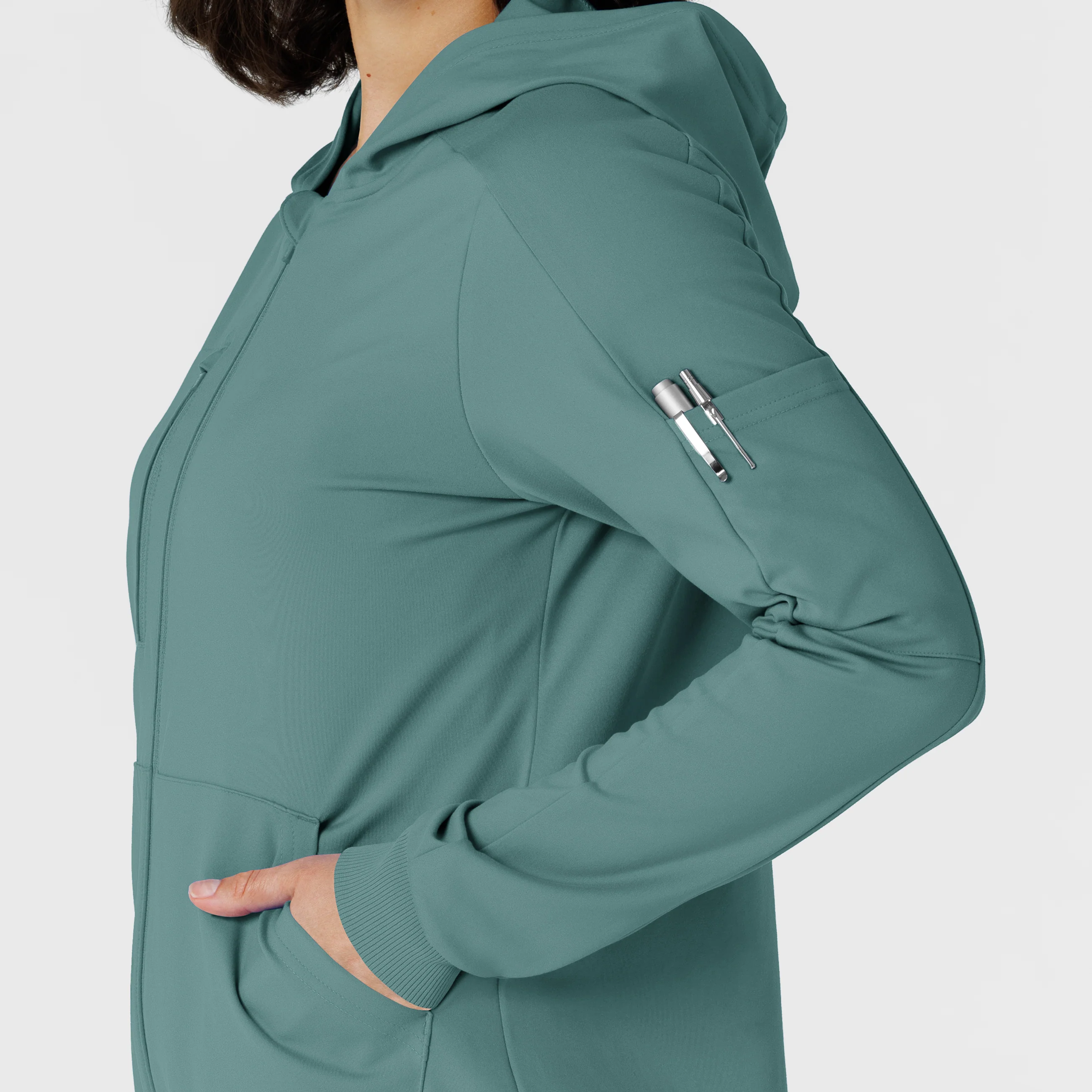 RENEW Knit Women’s Zip Hoodie - Vintage Teal - Image 9