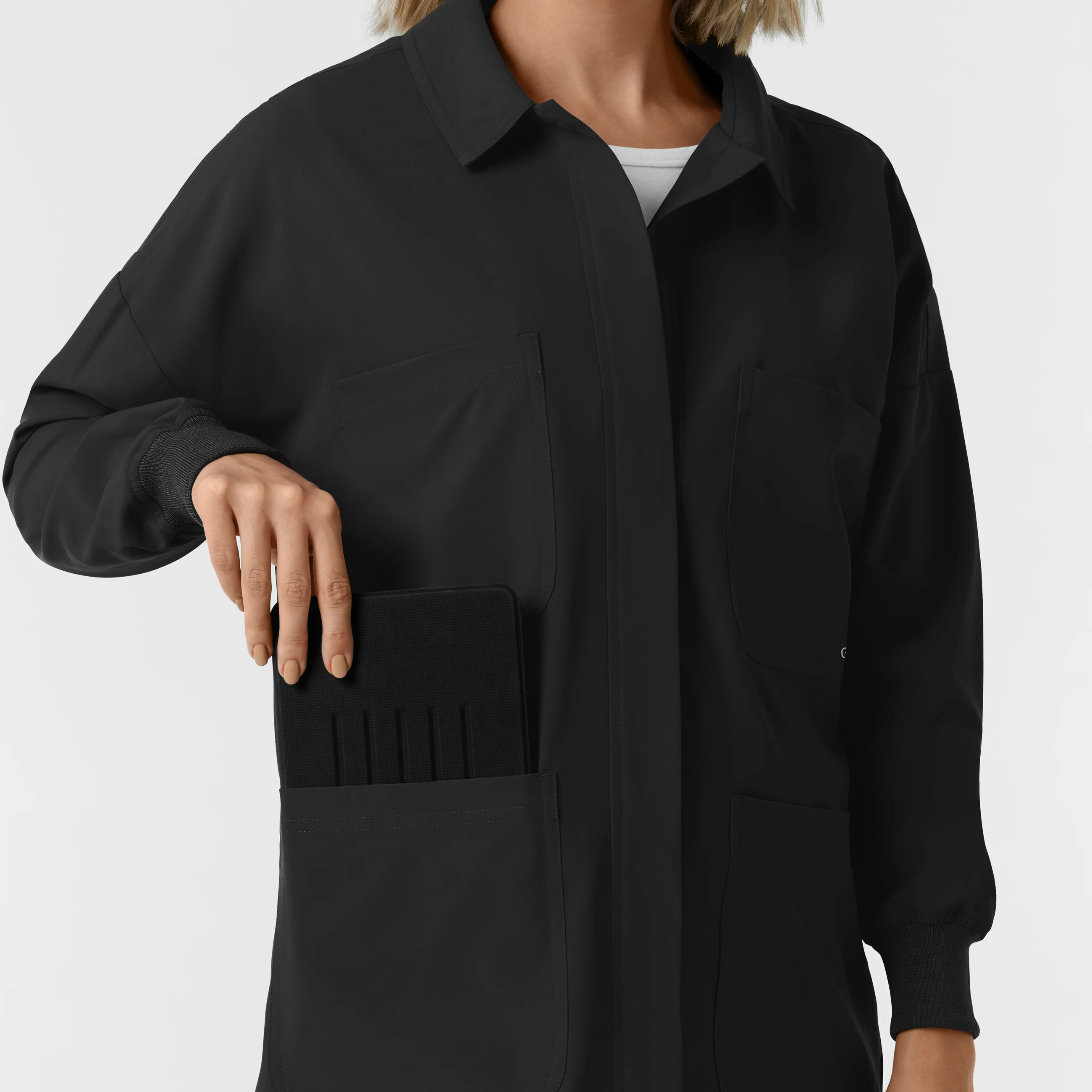 NURTUR Women’s Scrub Shirt Jacket - Black - Image 8