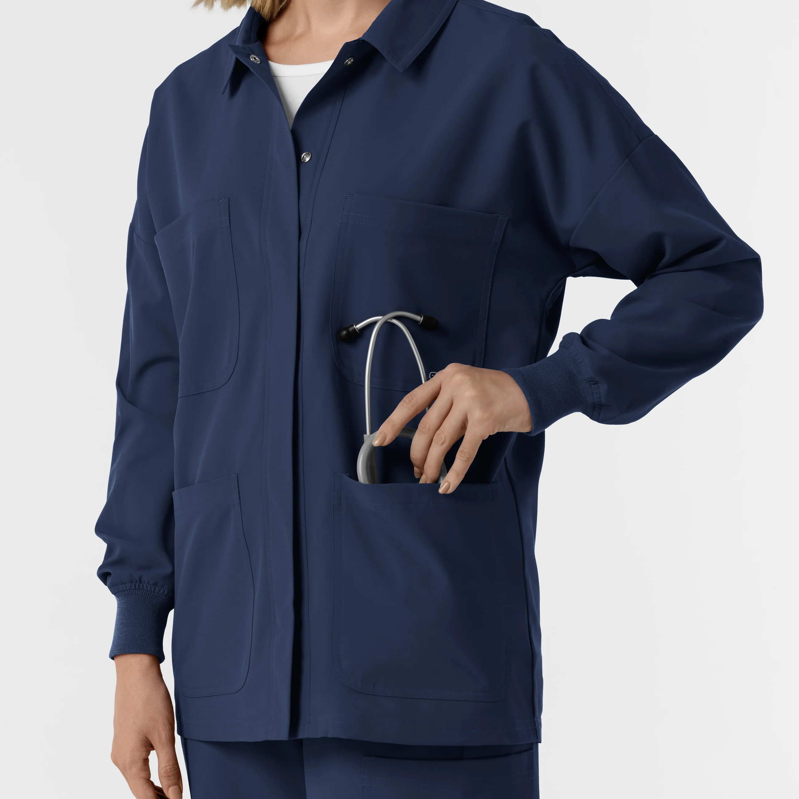 NURTUR Women’s Scrub Shirt Jacket - Navy - Image 10