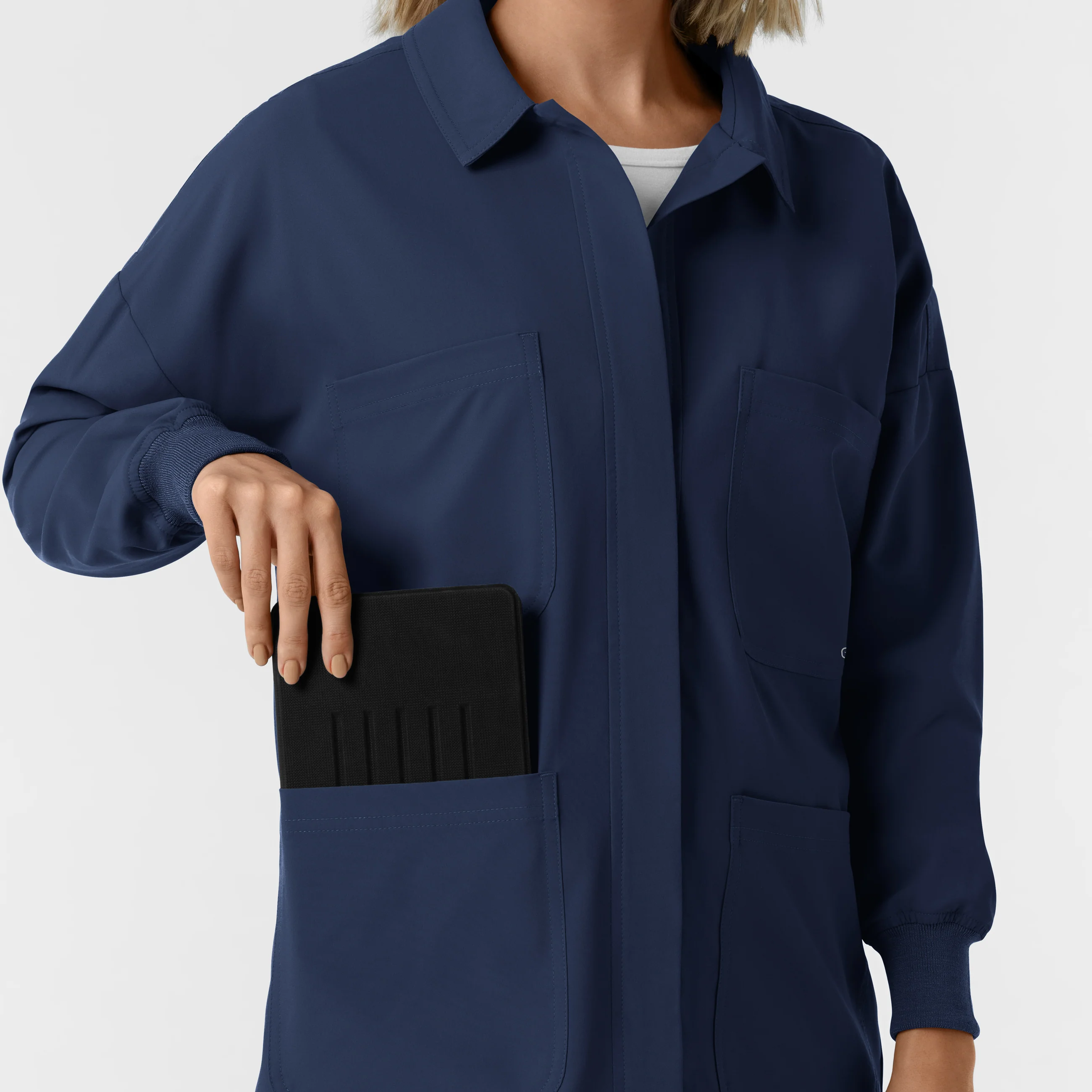 NURTUR Women’s Scrub Shirt Jacket - Navy - Image 8