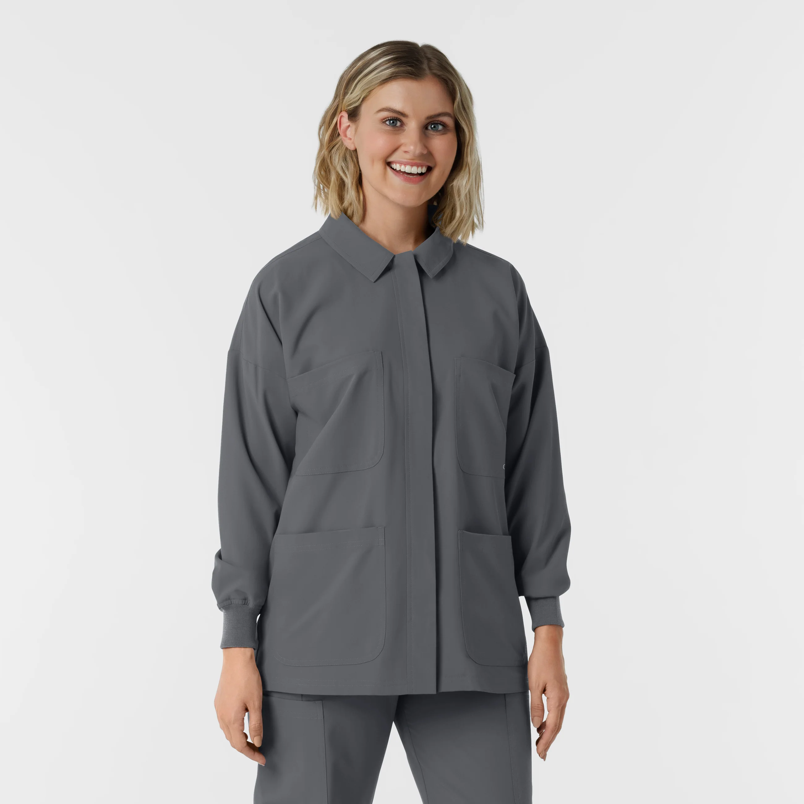 NURTUR Women’s Scrub Shirt Jacket - Pewter - Image 4