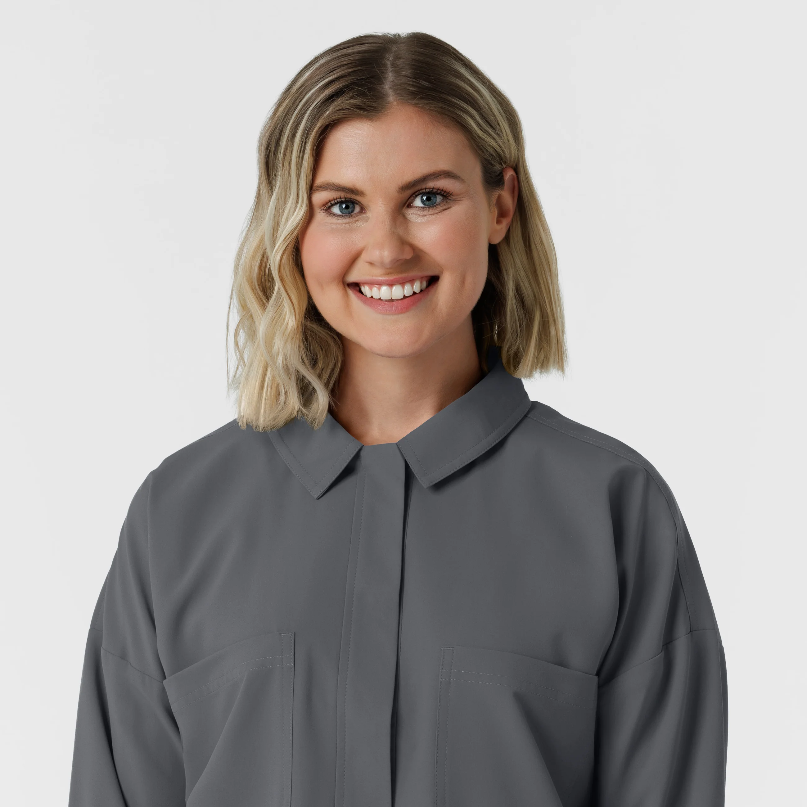 NURTUR Women’s Scrub Shirt Jacket - Pewter - Image 5