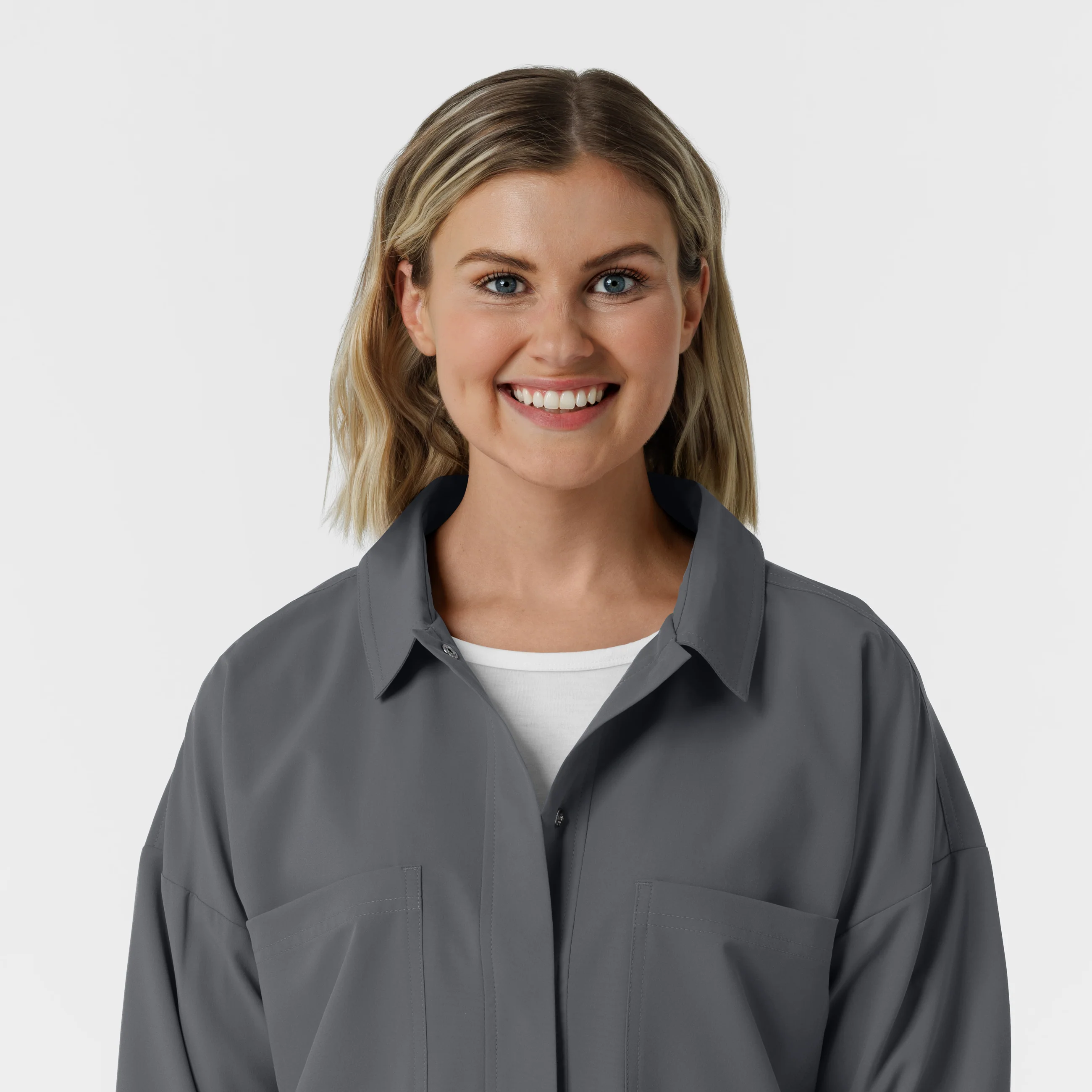 NURTUR Women’s Scrub Shirt Jacket - Pewter - Image 6