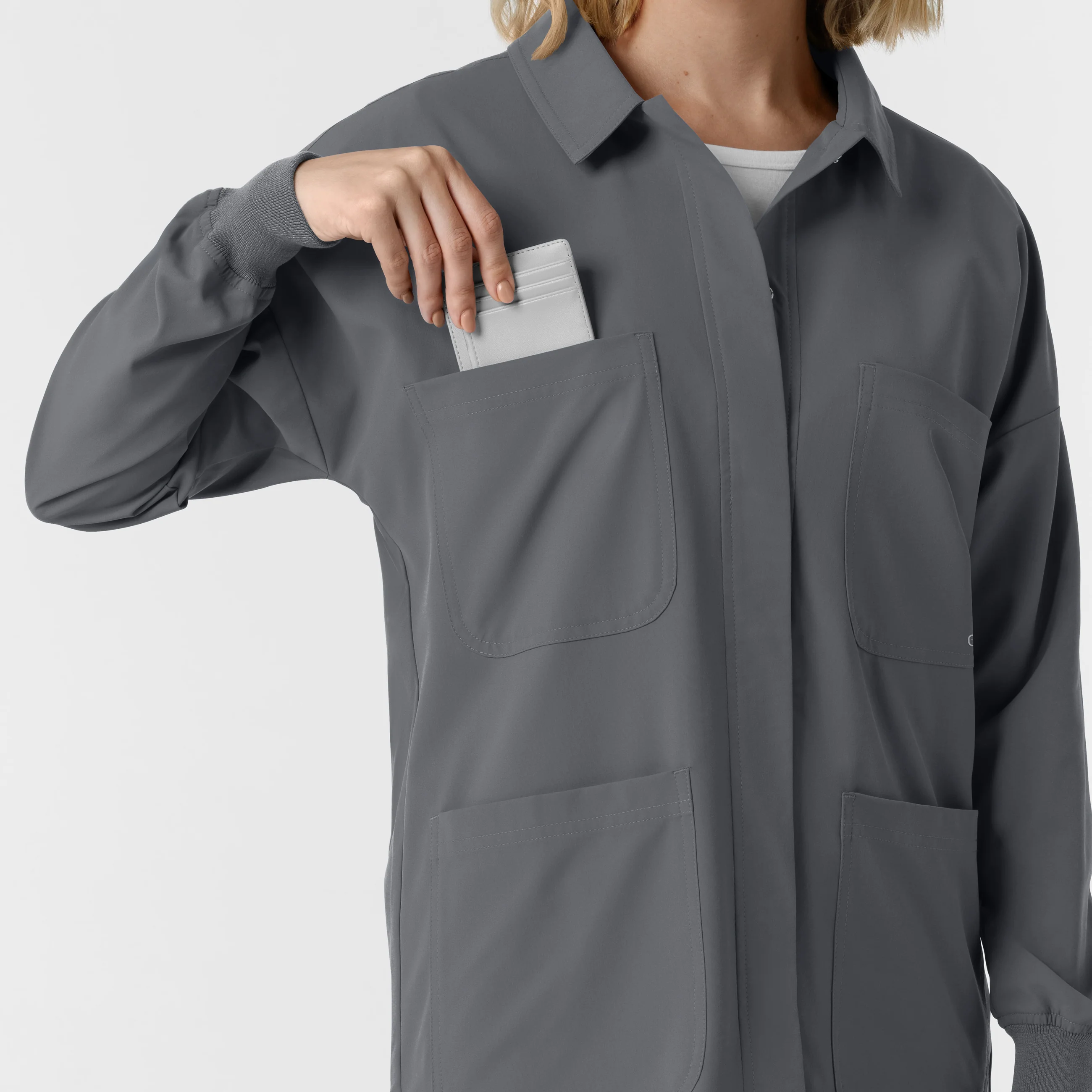 NURTUR Women’s Scrub Shirt Jacket - Pewter - Image 7
