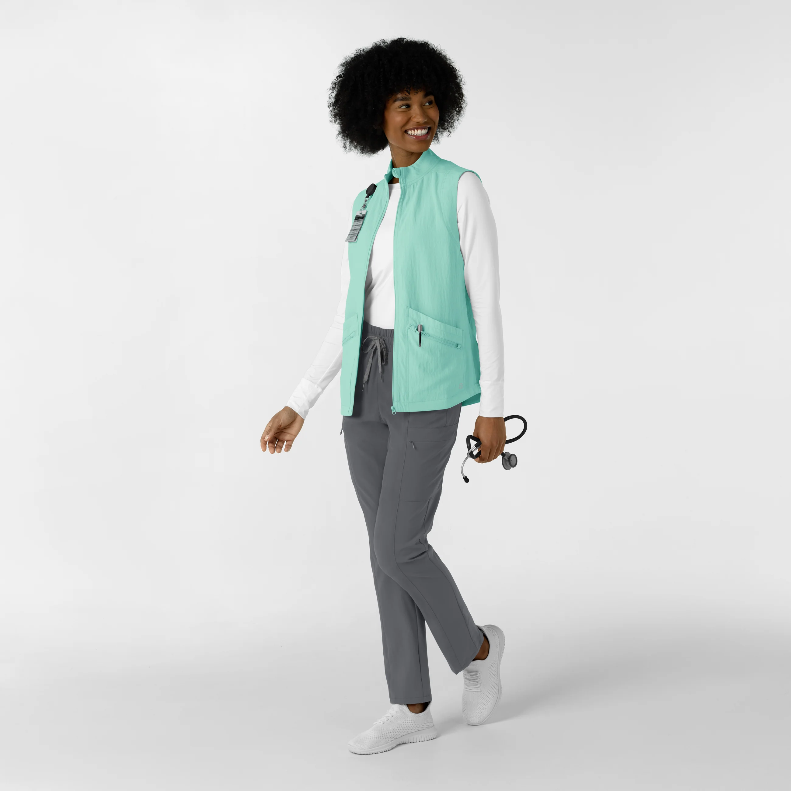 Women's Everything Everywhere Scrub Vest - Aruba Blue - Image 3