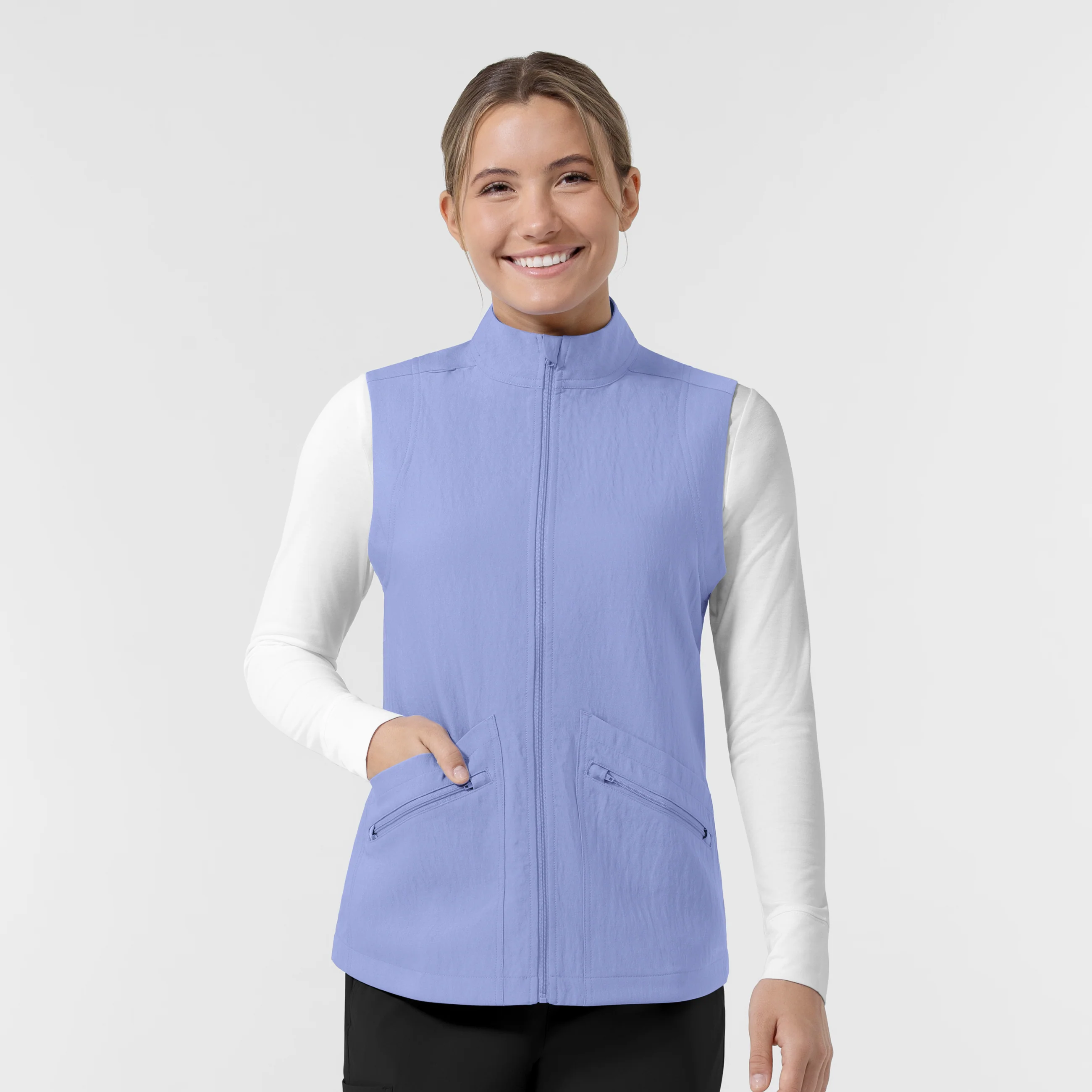 Women's Everything Everywhere Scrub Vest - Ceil Blue