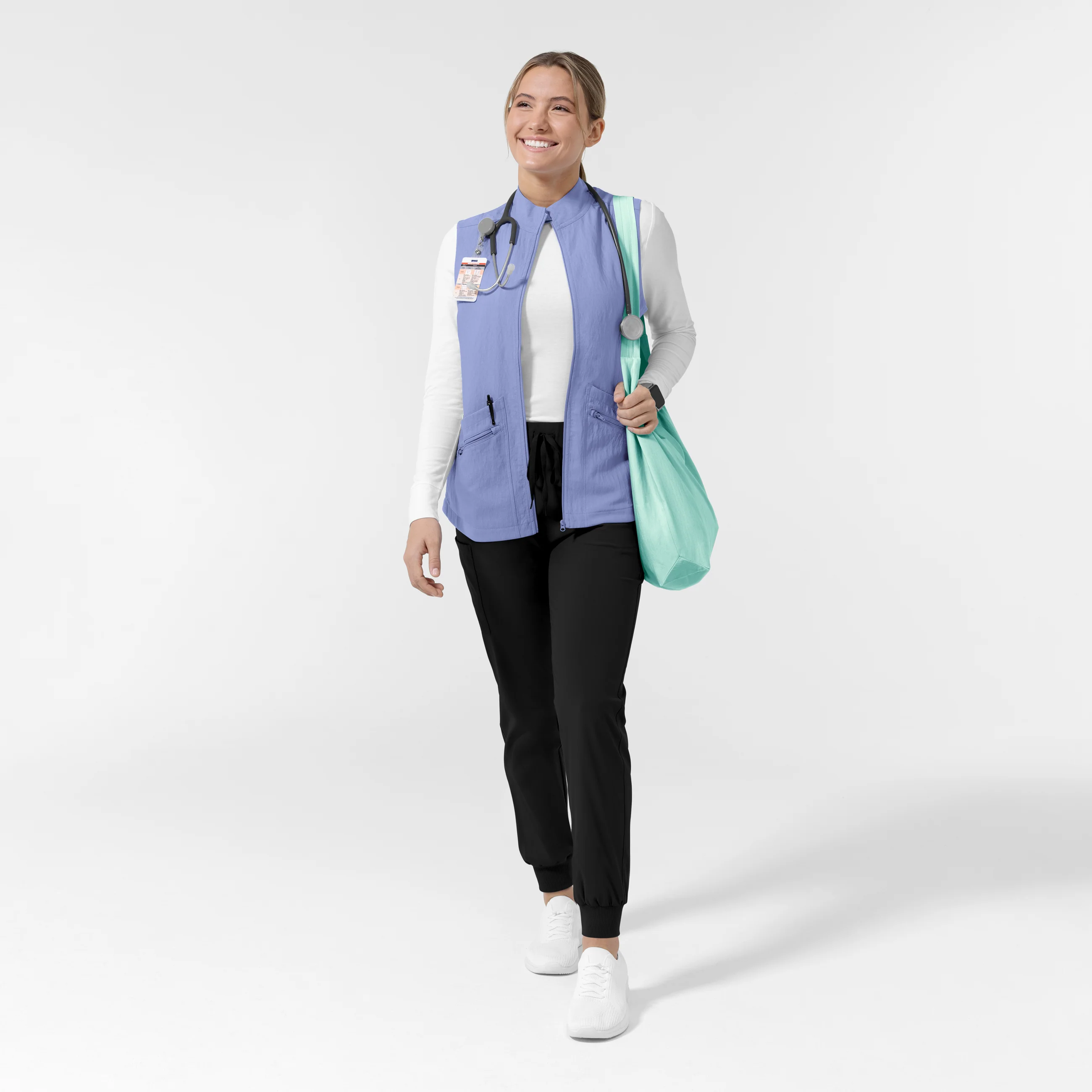 Women's Everything Everywhere Scrub Vest - Ceil Blue - Image 3