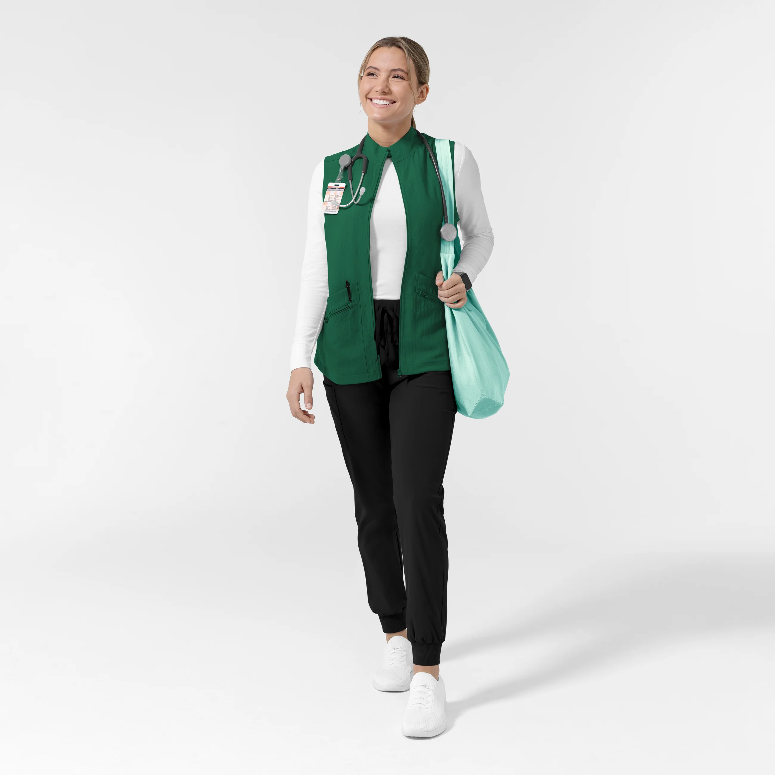 Women's Everything Everywhere Scrub Vest - Hunter Green - Image 3