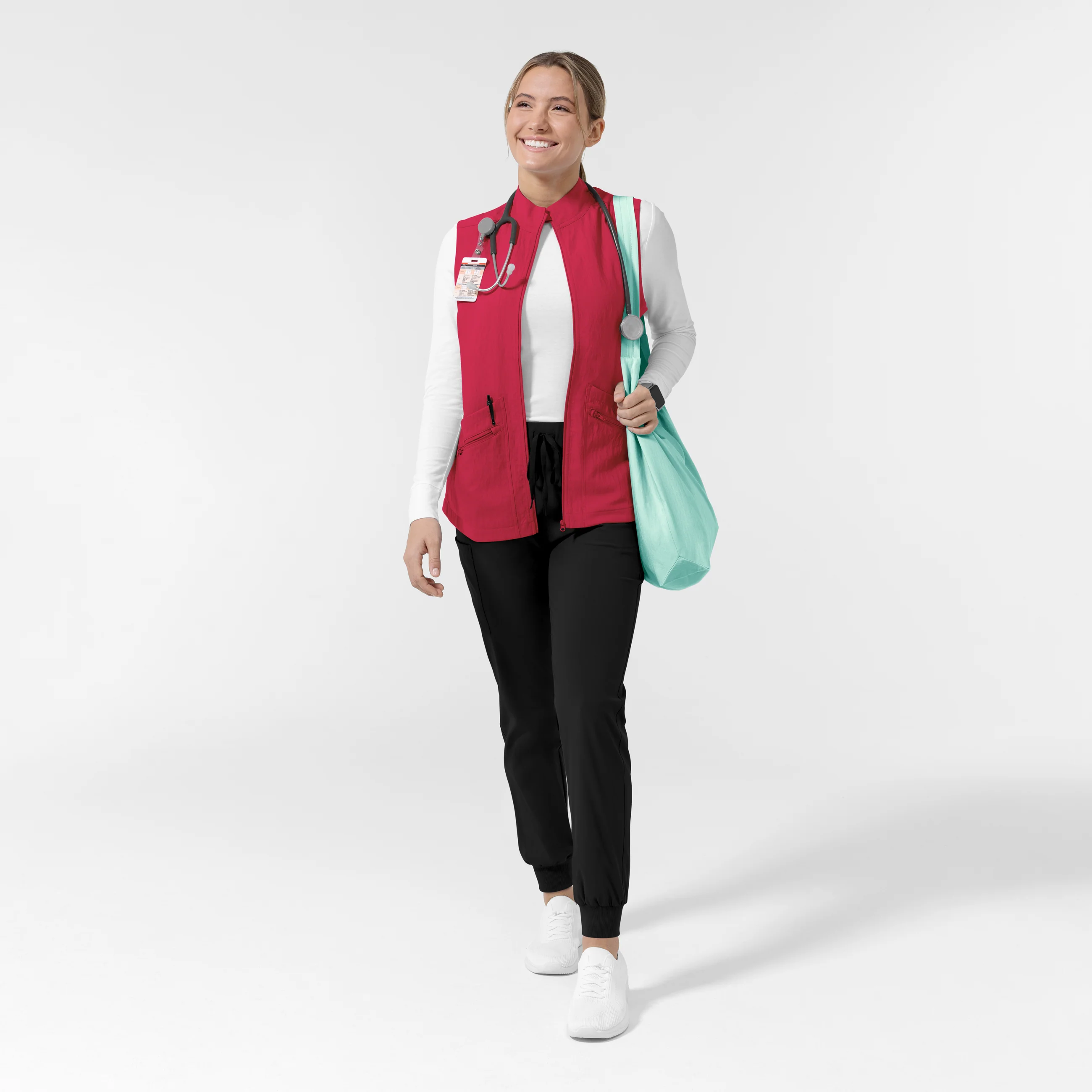 Women's Everything Everywhere Scrub Vest - Red - Image 3