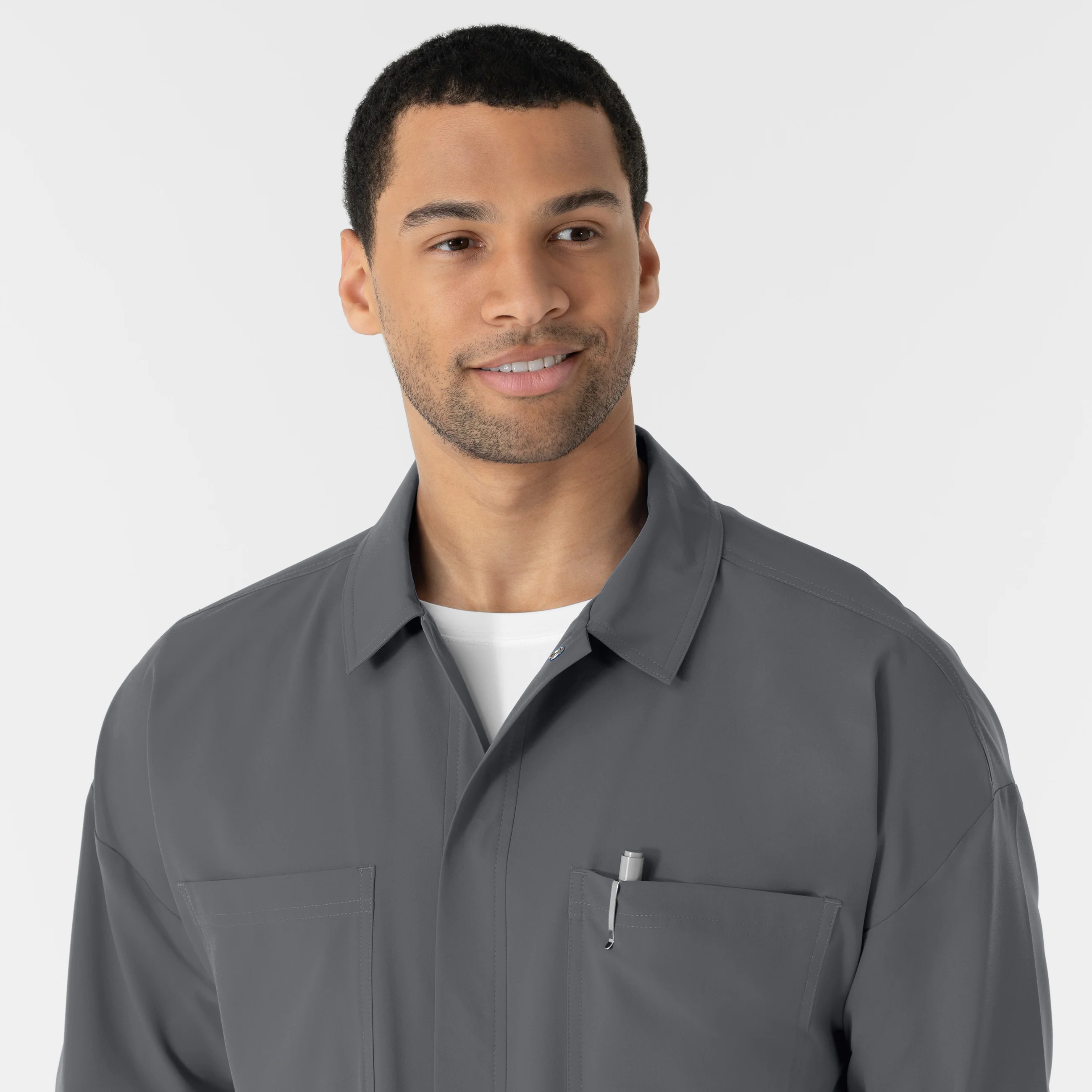 NURTUR Men’s Scrub Shirt Jacket - Pewter - Image 5