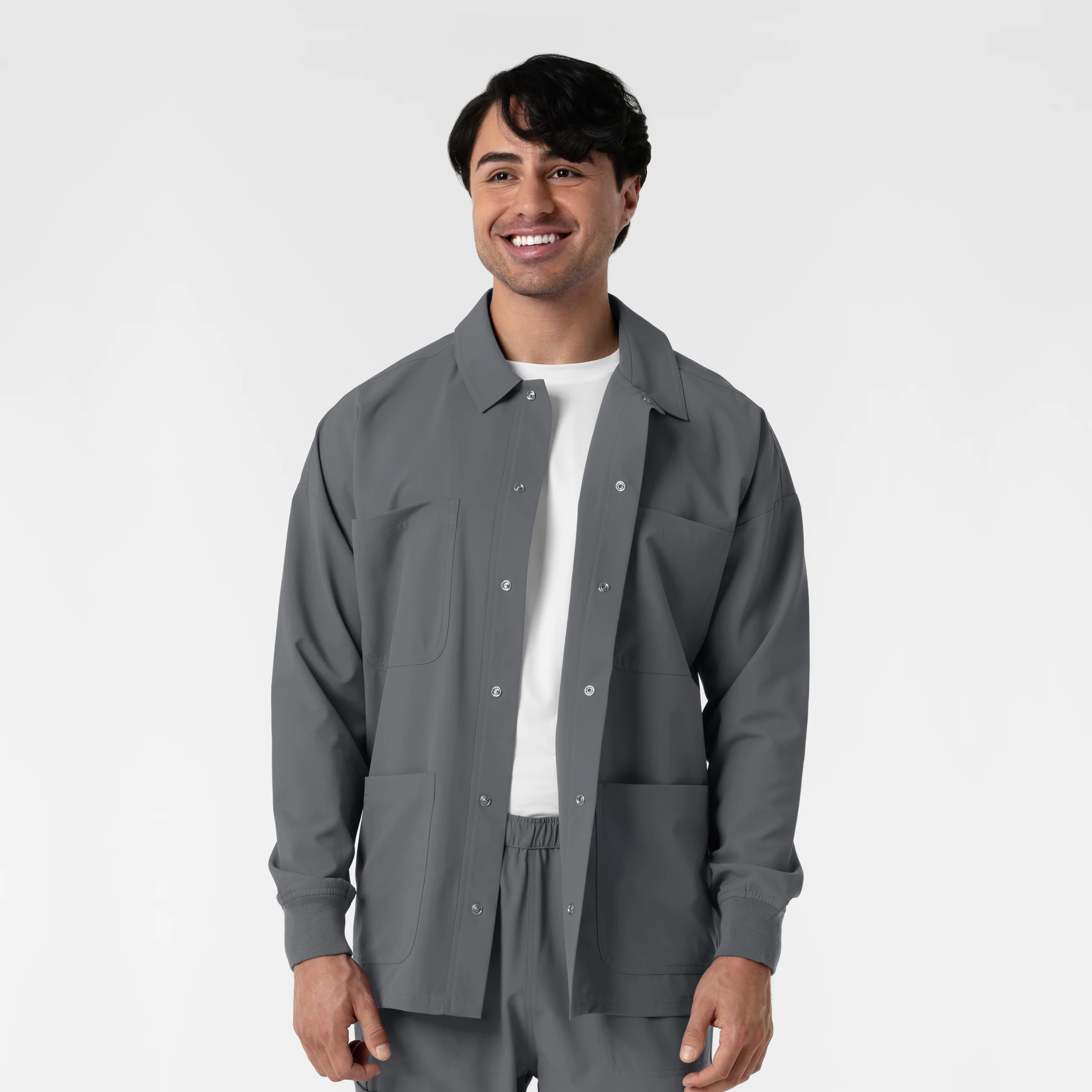 NURTUR Men’s Scrub Shirt Jacket - Pewter - Image 6